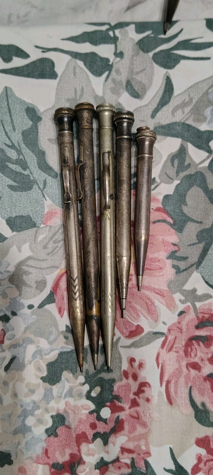 Lot Of 5 Wahl Eversharp, Superite Silver Plated Mechanical Pencil Made In USA