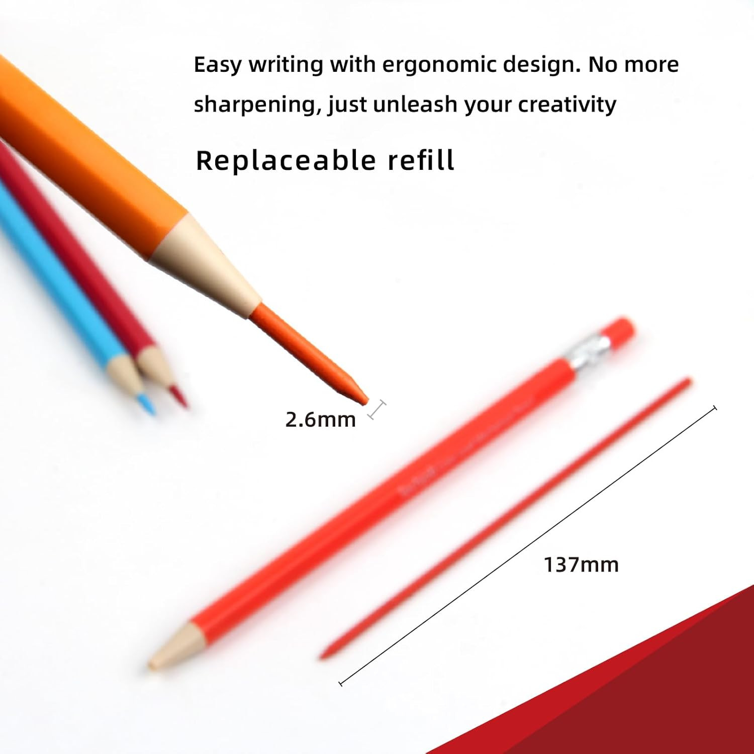 Colored Mechanical Pencil 2.6mm for Coloring and Drawing, Mechanical Colored Pen
