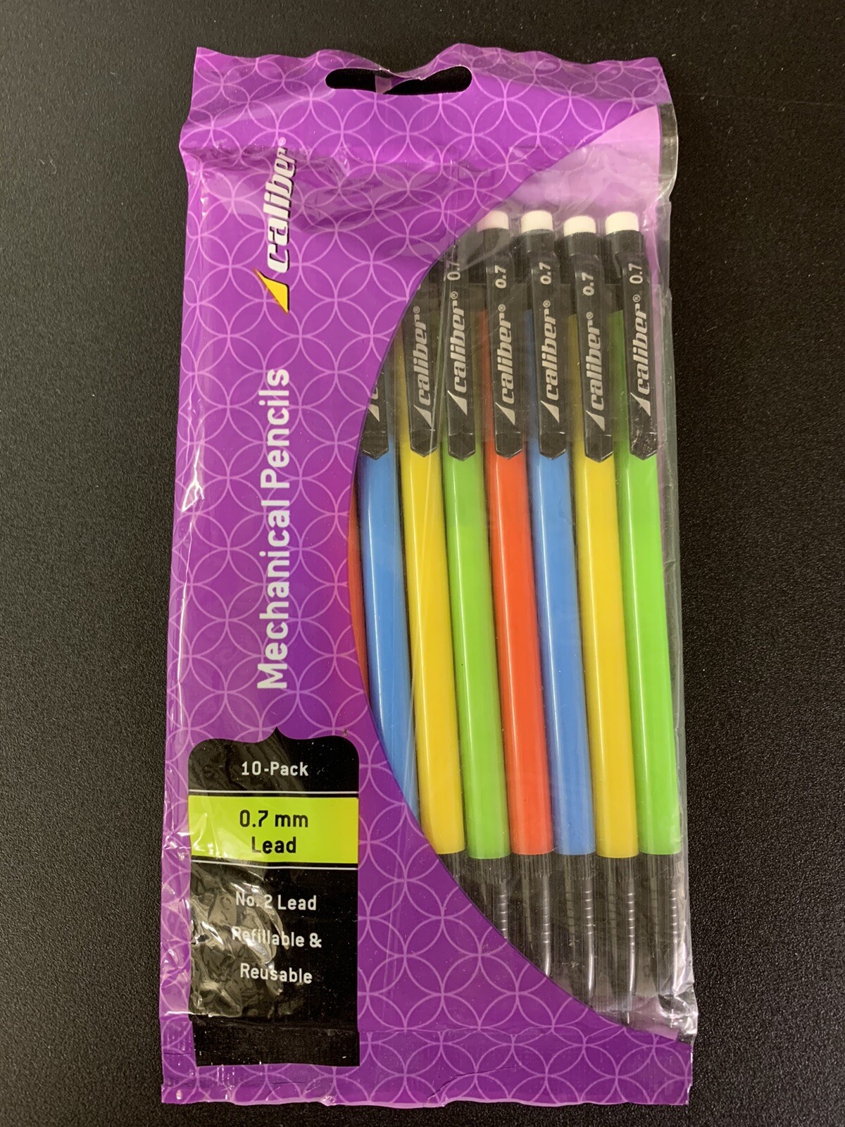 Caliber Mechanical Pencils 10 Pack-0.7mm #2 Lead-Refillable & Reusable
