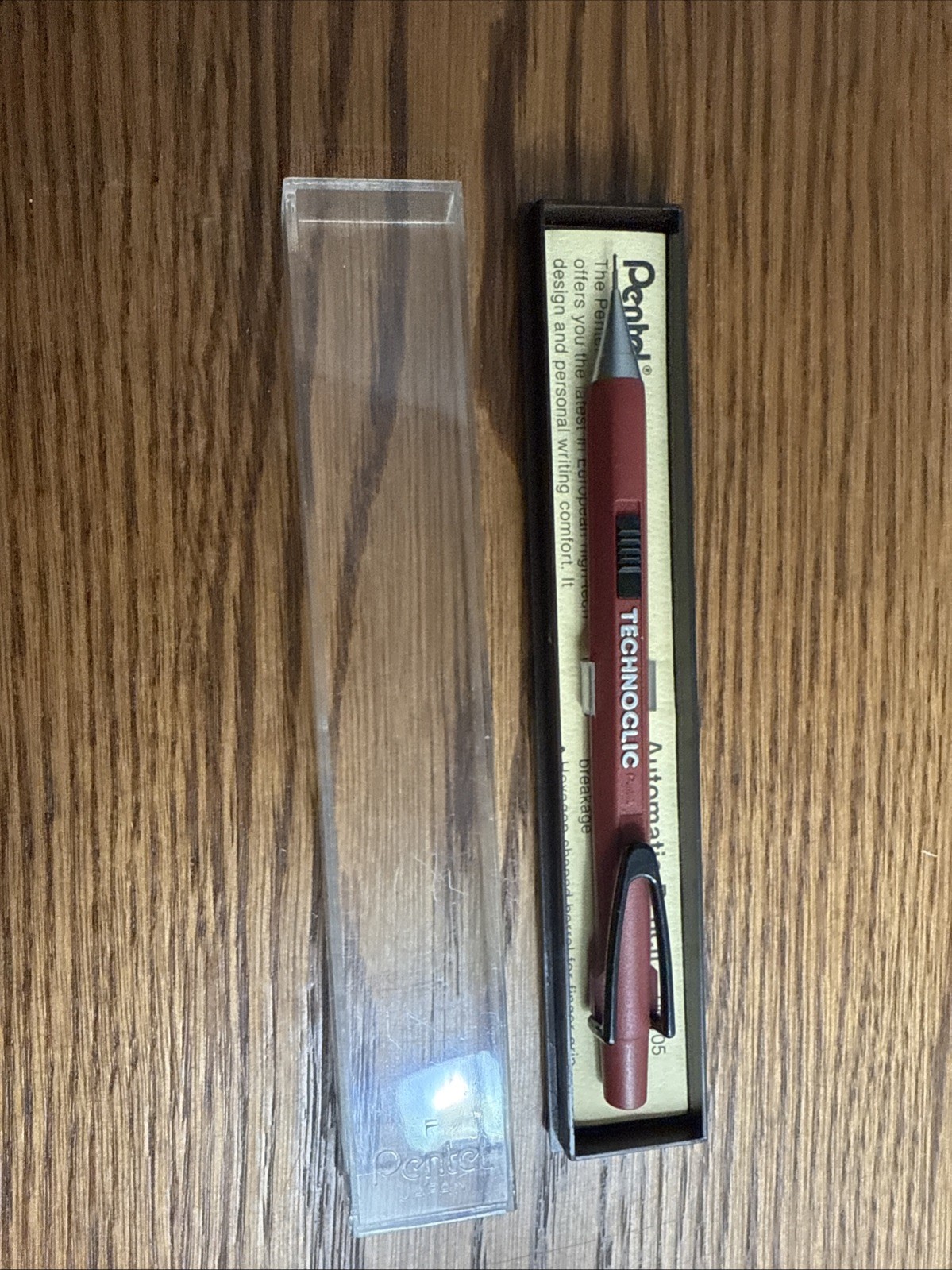Pentel Technoclic Mechanical Pencil 0.5mm Red PN105, Japan Side Click Vtg