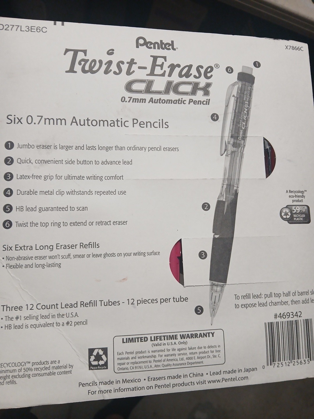 Pentel Twist-Erase Click Mechanical Pencils 0.7mm, 15 Piece Set, multi-color