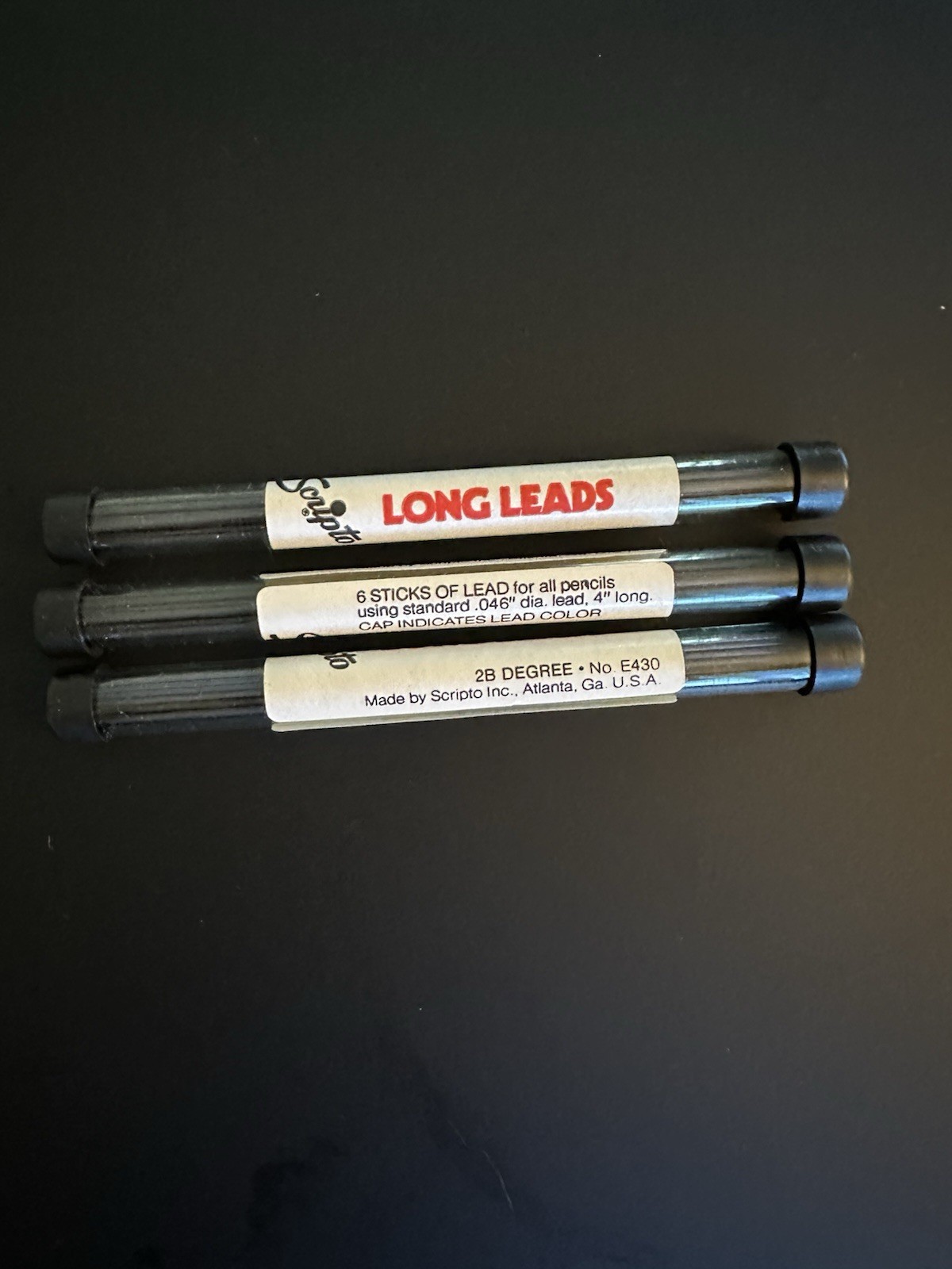 Scripto E430 2B Degree Long Leads Pencil Refill .046″ (1.1 mm) NOS Lot Of 3