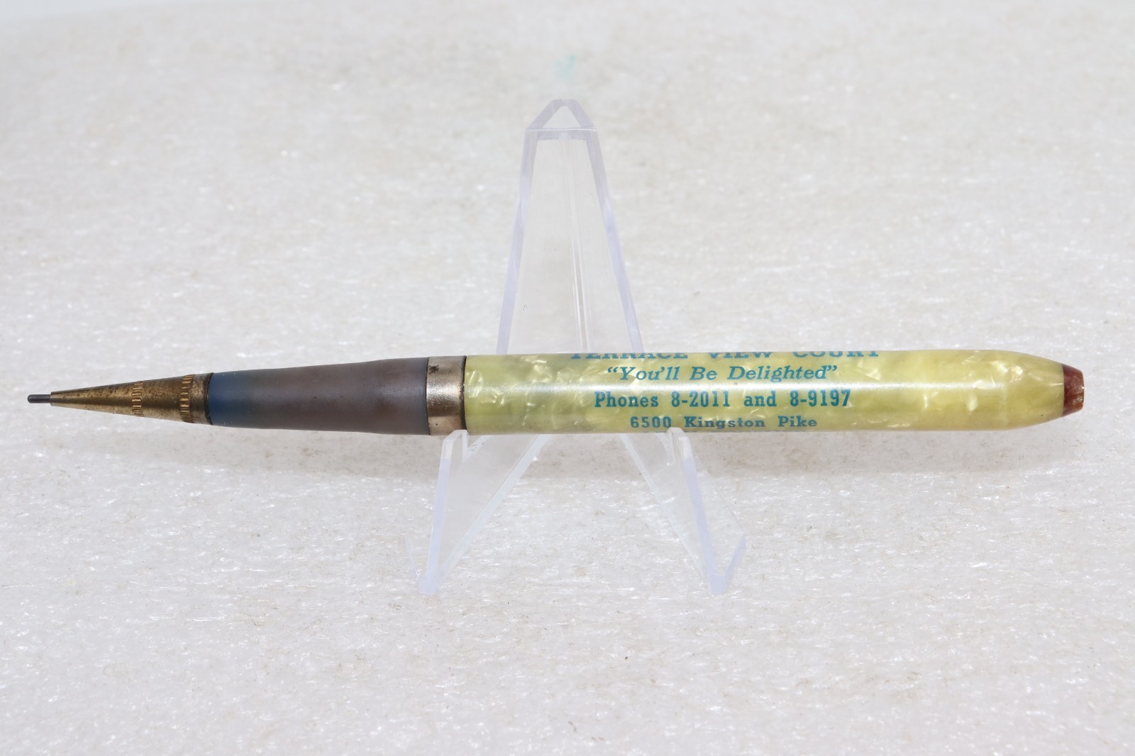 1930-1945 Terrace View Court Motel Celluloid Advertising Mechanical Pencil