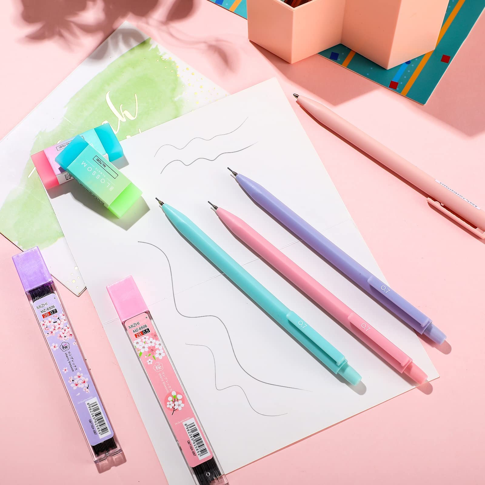 36 Pcs Mechanical Pencil Set, 12 Pcs Pastel Cute Mechanical Pencils 0.5 mm 0….