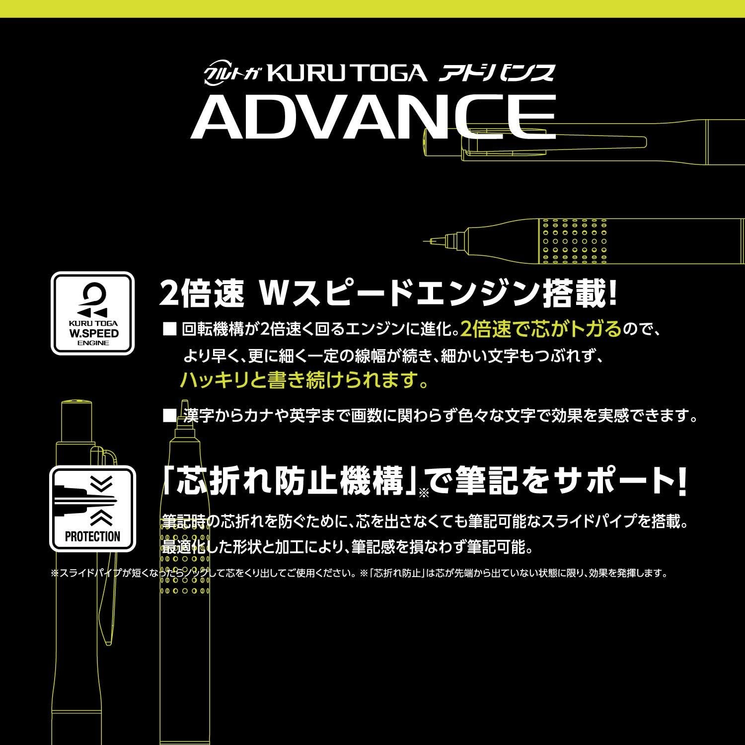 Uni Kurutoga Advance Upgrade Model 0.5mm Mechanical Pencil, Gun Metallic Body (M