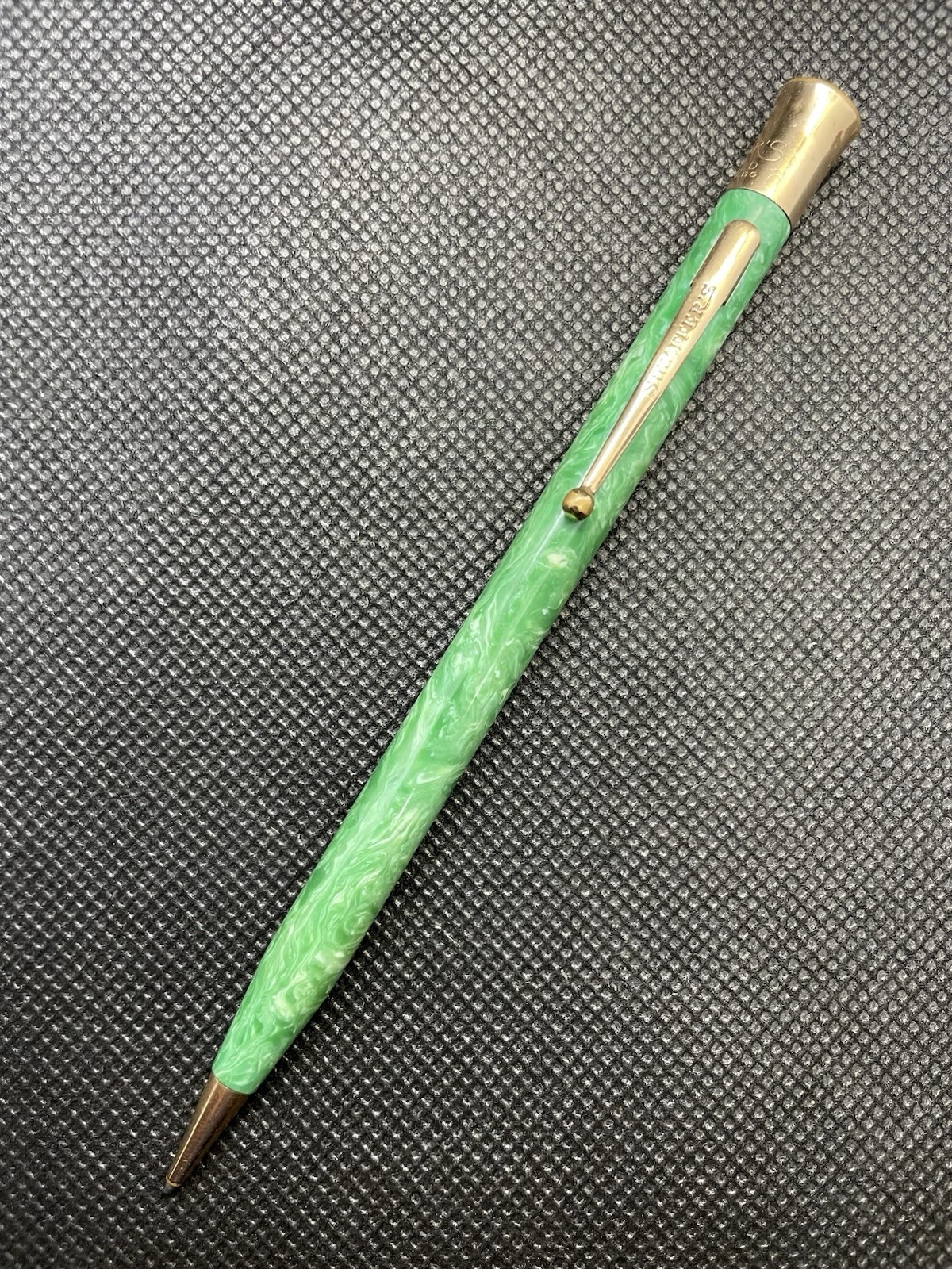 Sheaffer Lifetime Thin Jade Green w/Gold Trim 1.1mm Pencil – 1920’s