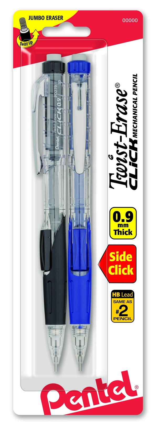 Pentel Twist-Erase CLICK Mechanical Pencil, 2 Count (Pack of 1), Assorted