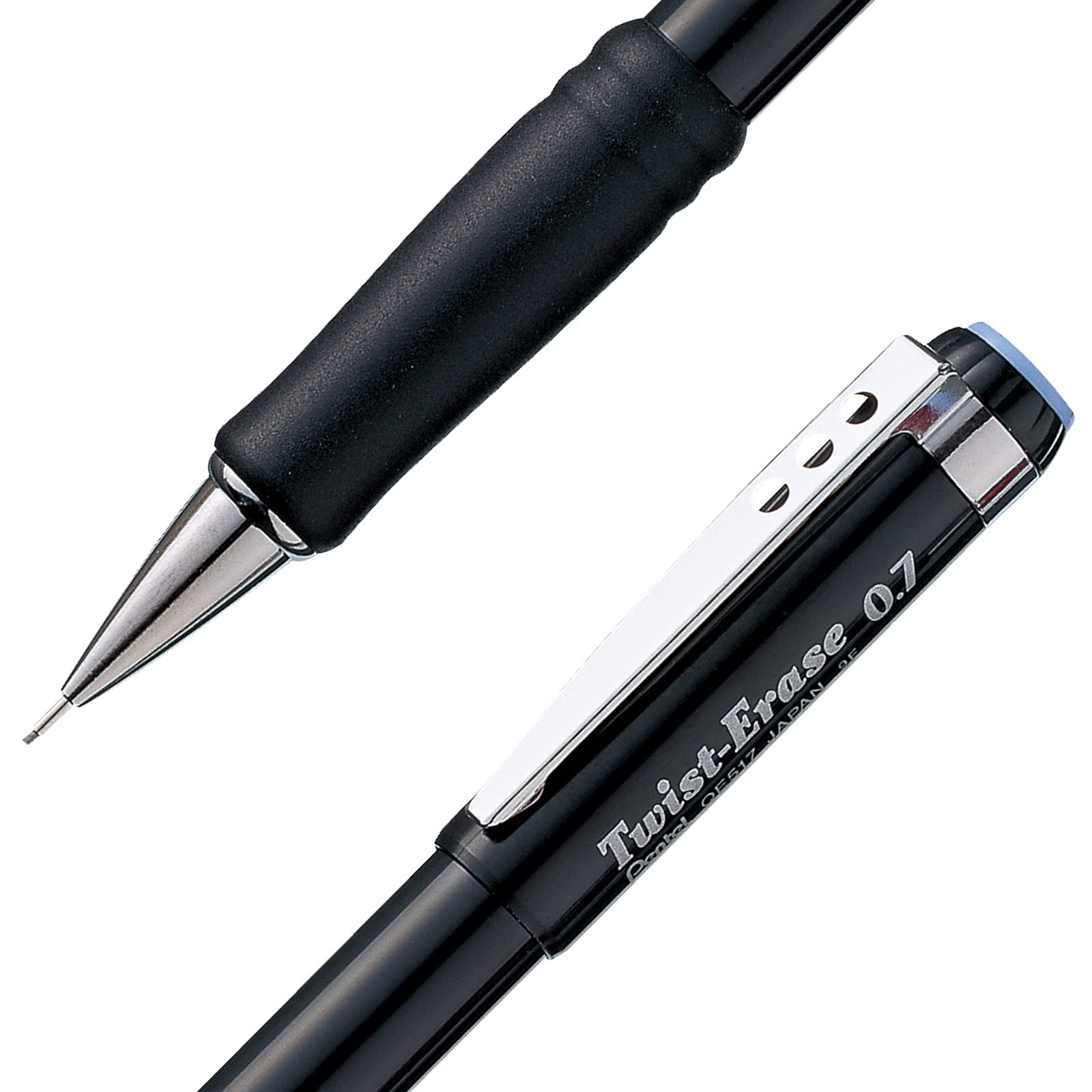 Pentel Twist-Erase III Mechanical Pencil, 0.7mm, Black Barrel, 12 Pack QE517A-12
