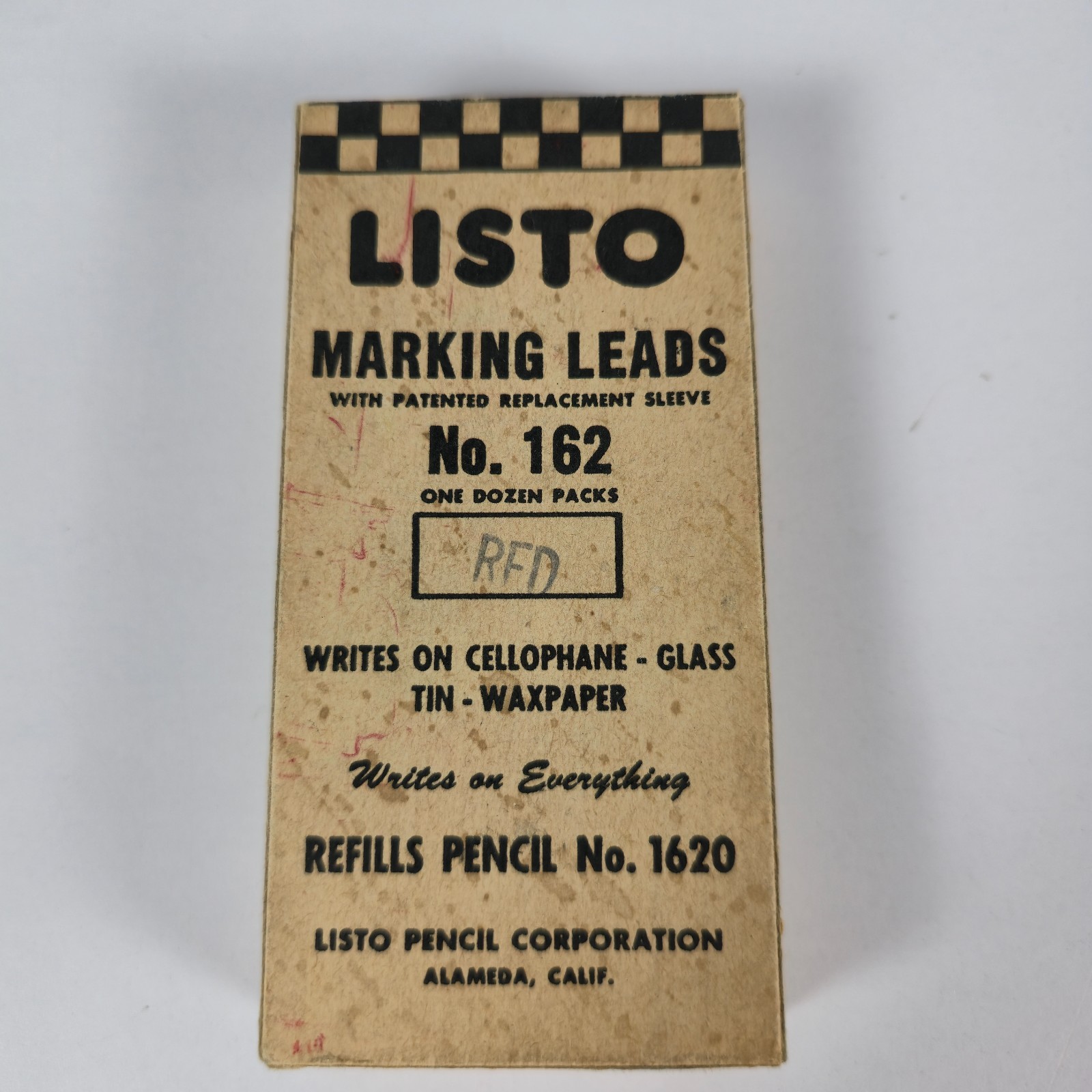 Vintage Listo Marking Leads No. 162 Black &Red 8 Packs In Box For #1620