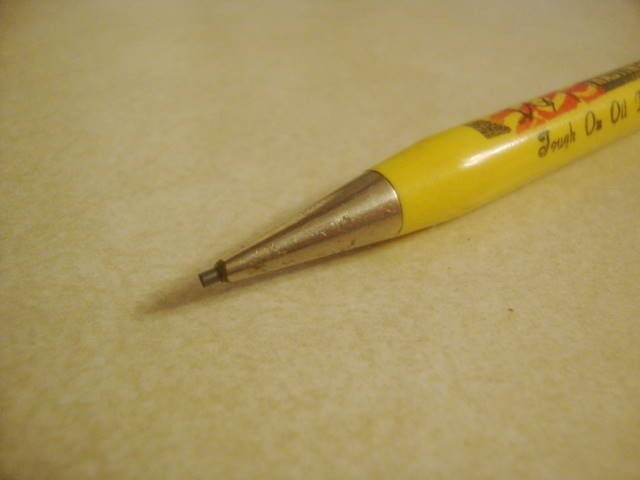 Vintage Advertising Mechanical Pencil HASTINGS PISTON RINGS SQUARE JAW GUY Icon!