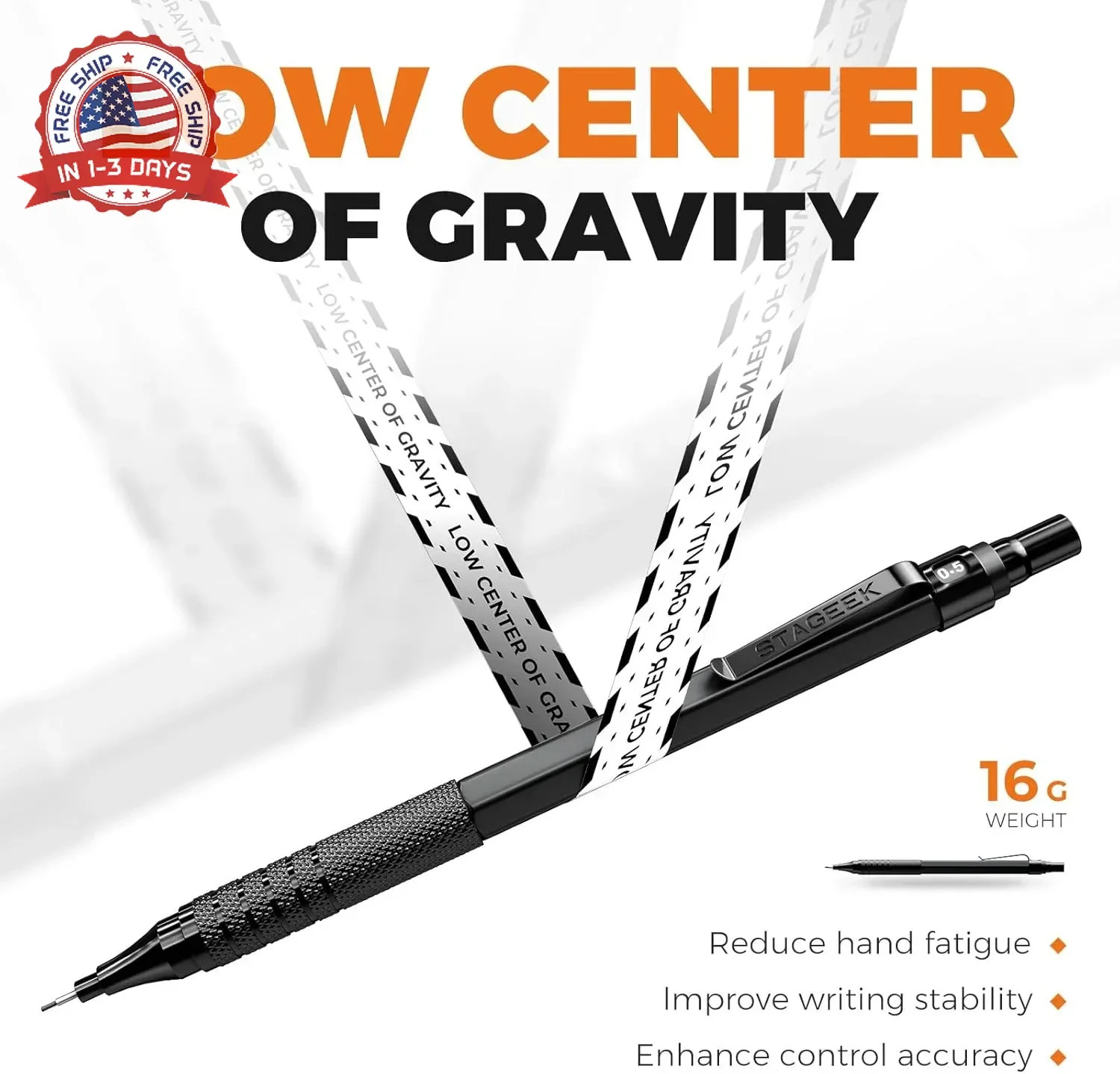 STAGEEK 35PCS Black Art Mechanical Pencil Set in Case，0.5 0.7 0.9 2.0 Graphite M