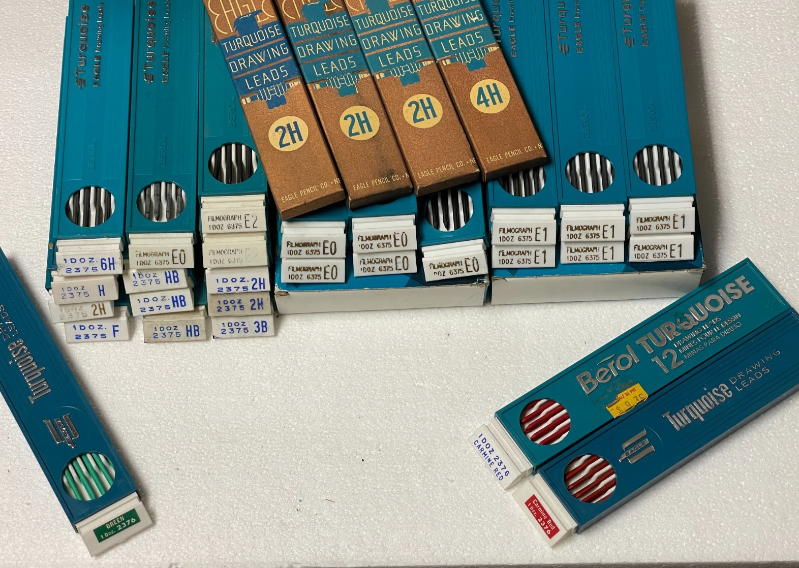 Vtg Eagle Berol Turquoise Drawing Leads 30 Box Mega Lot 2375 /2376 & Lead Holder