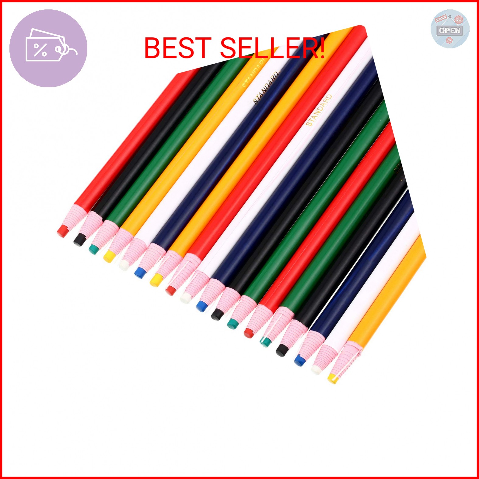 Outus 24 Pieces Color Grease Pencil Multi-surface China Markers Grease Pencils C