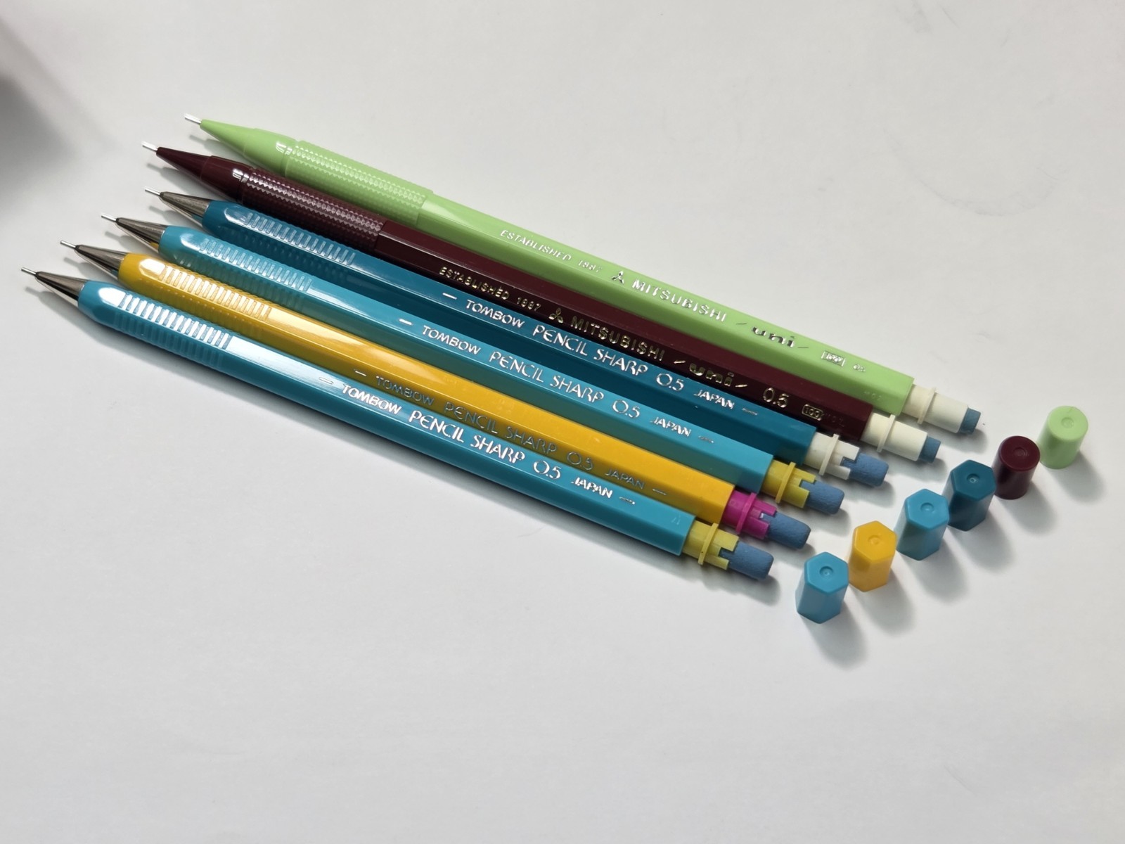 Tombow Pencil Sharp & Mitsubishi Uni Vintage mechanical pencil set of 6
