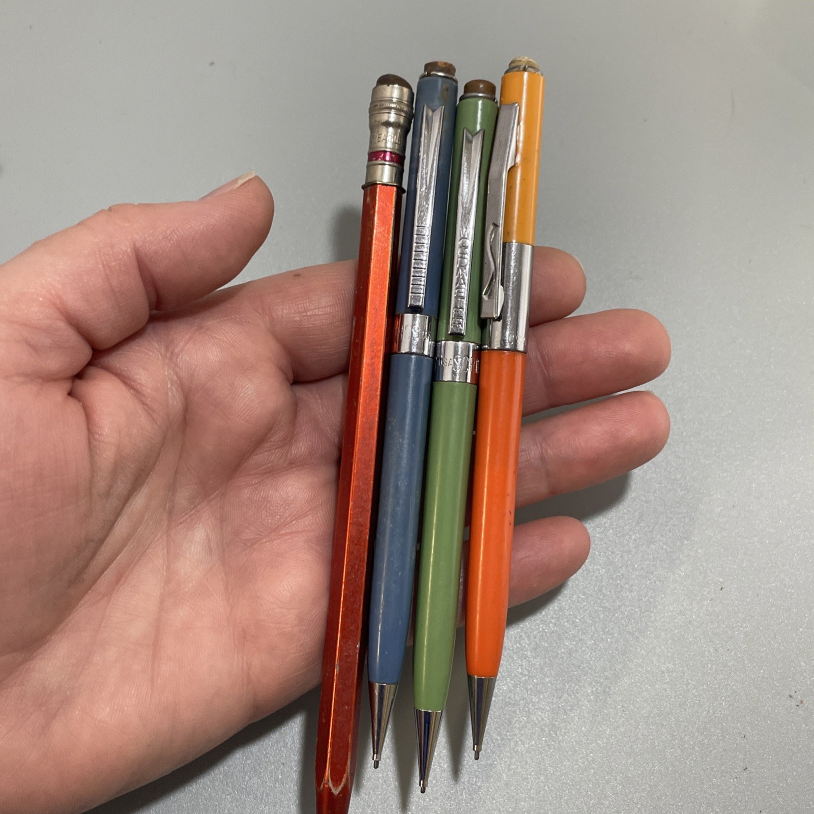 Vintage Scripto Mechanical Pencils Lot of 4 Multicolor 40s 50s 60s 70s