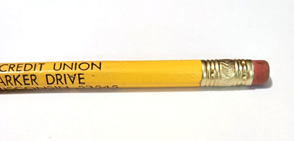 Parker Pen Credit Union Janesville WI. Parker Drive Vintage Pencil Wooden 7.5 IN