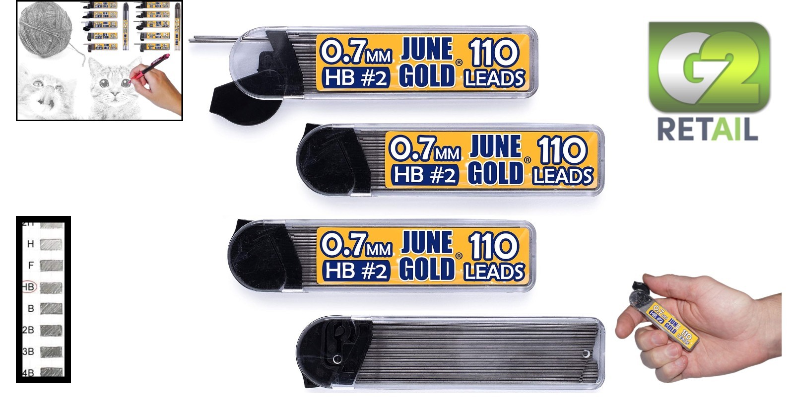 Break Resistant 440-Piece Pack of 0.7 mm HB Lead Refills for Precision Writing
