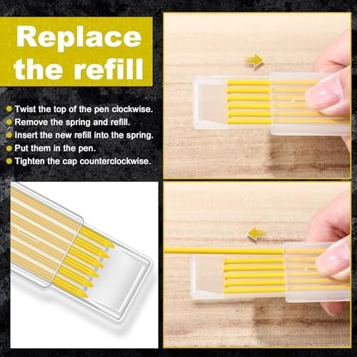 Mechanical Pencil Lead Refills 2.8 mm 120 Pieces Yellow Carpenter Graphite