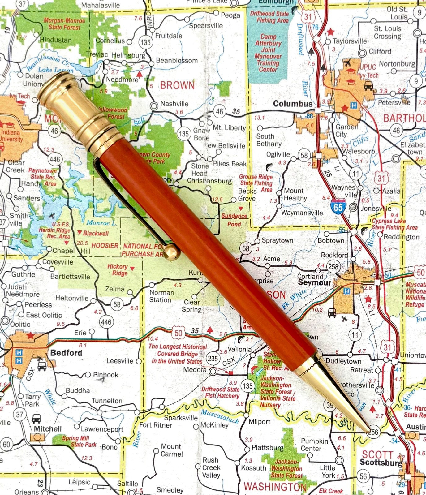 Vintage 1920s Parker Duofold Red / Orange Washer clip pencil w/ gold-filled trim