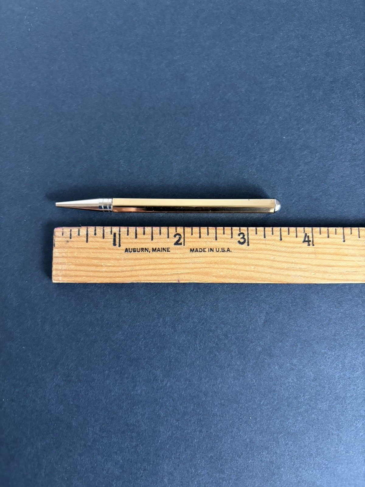 3.5” Mid-century Mechanical Pencil Gold-toned. Hexagonal Shape With Lead Inside.