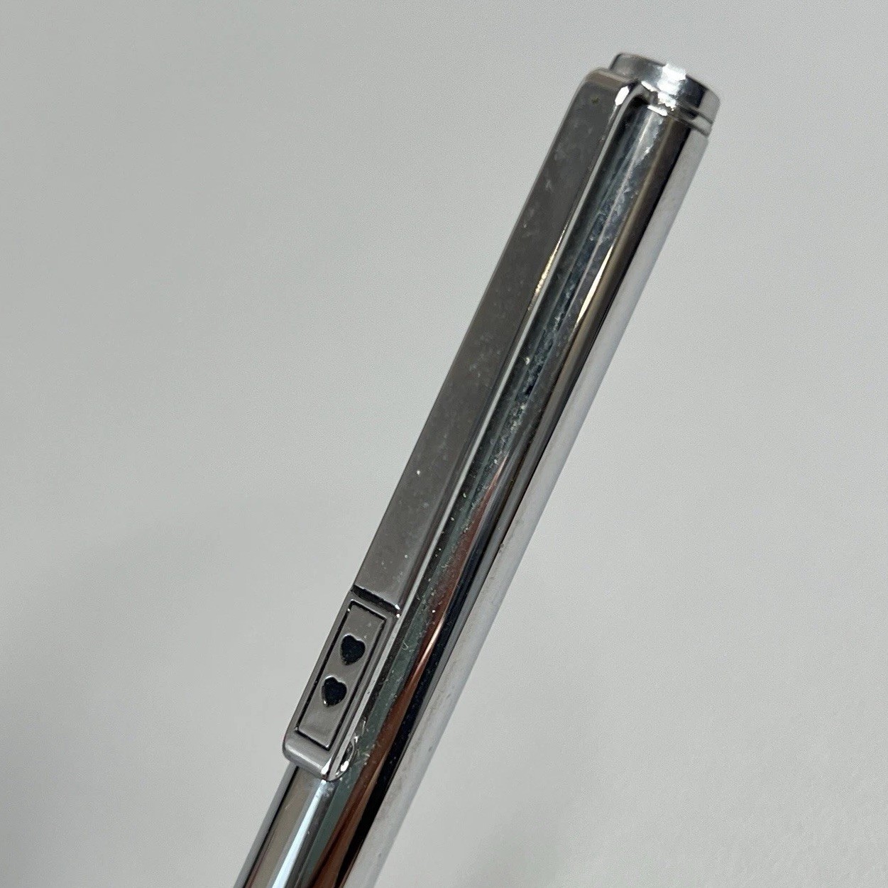 Vintage 1970s Paper Mate USA Mechanical Pencil Blue Chrome Double Heart Logo 70s