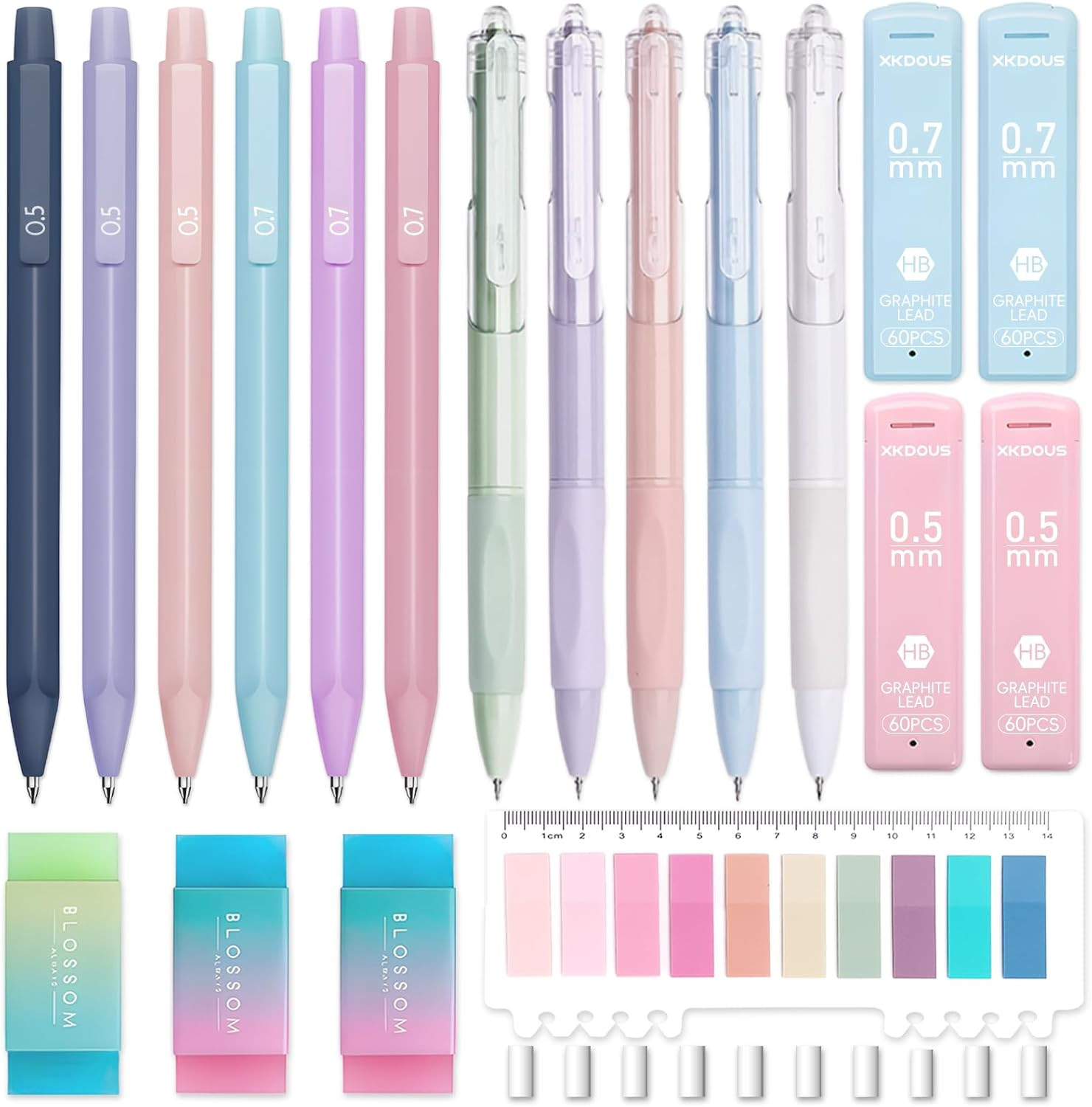Cute Aesthetic School Supplies, Mechanical Pencils 0.5 & 0.7Mm with 240 Lead Ref