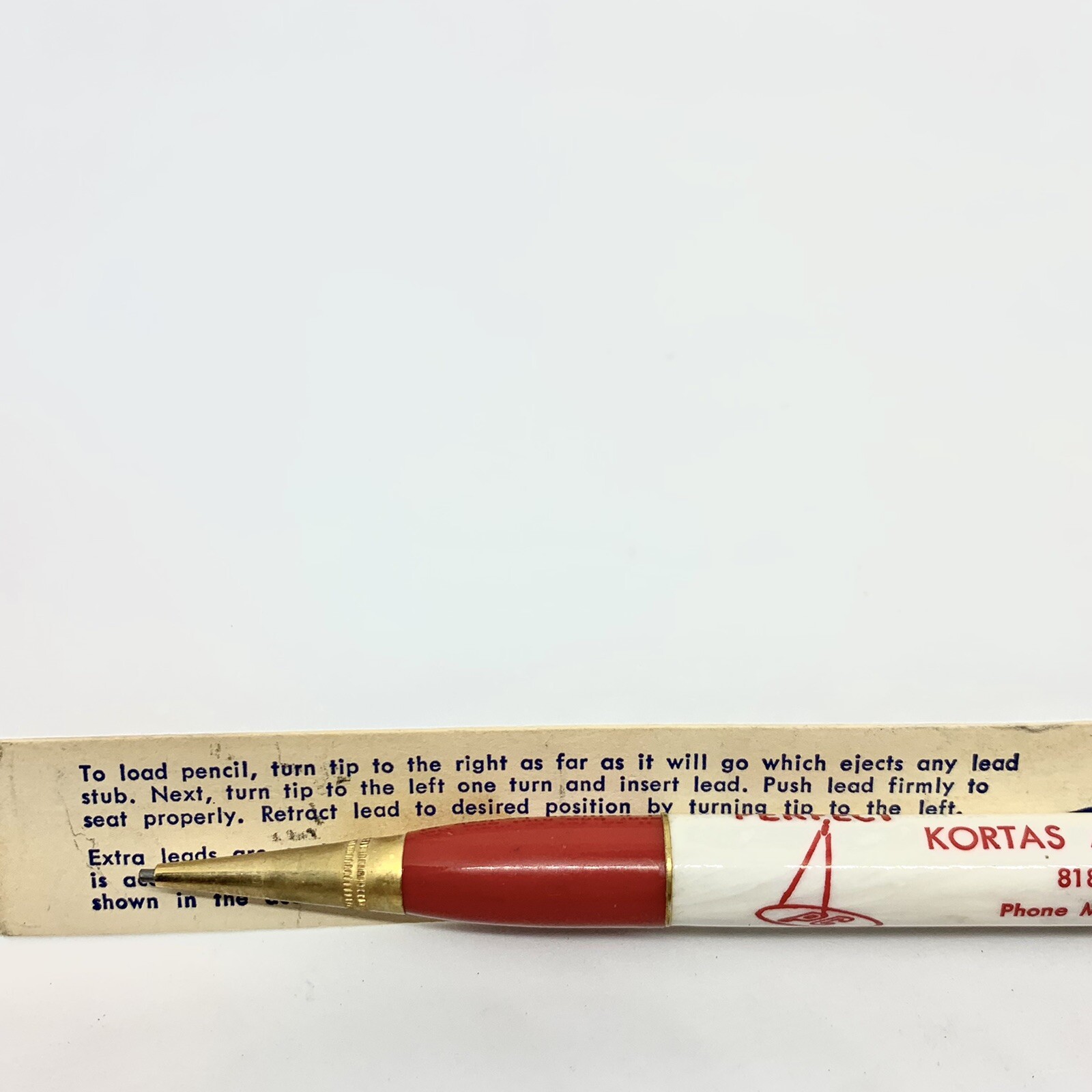 Vintage Redipoint Mechanical Pencil Advertising Automotive Bakelite White & Red