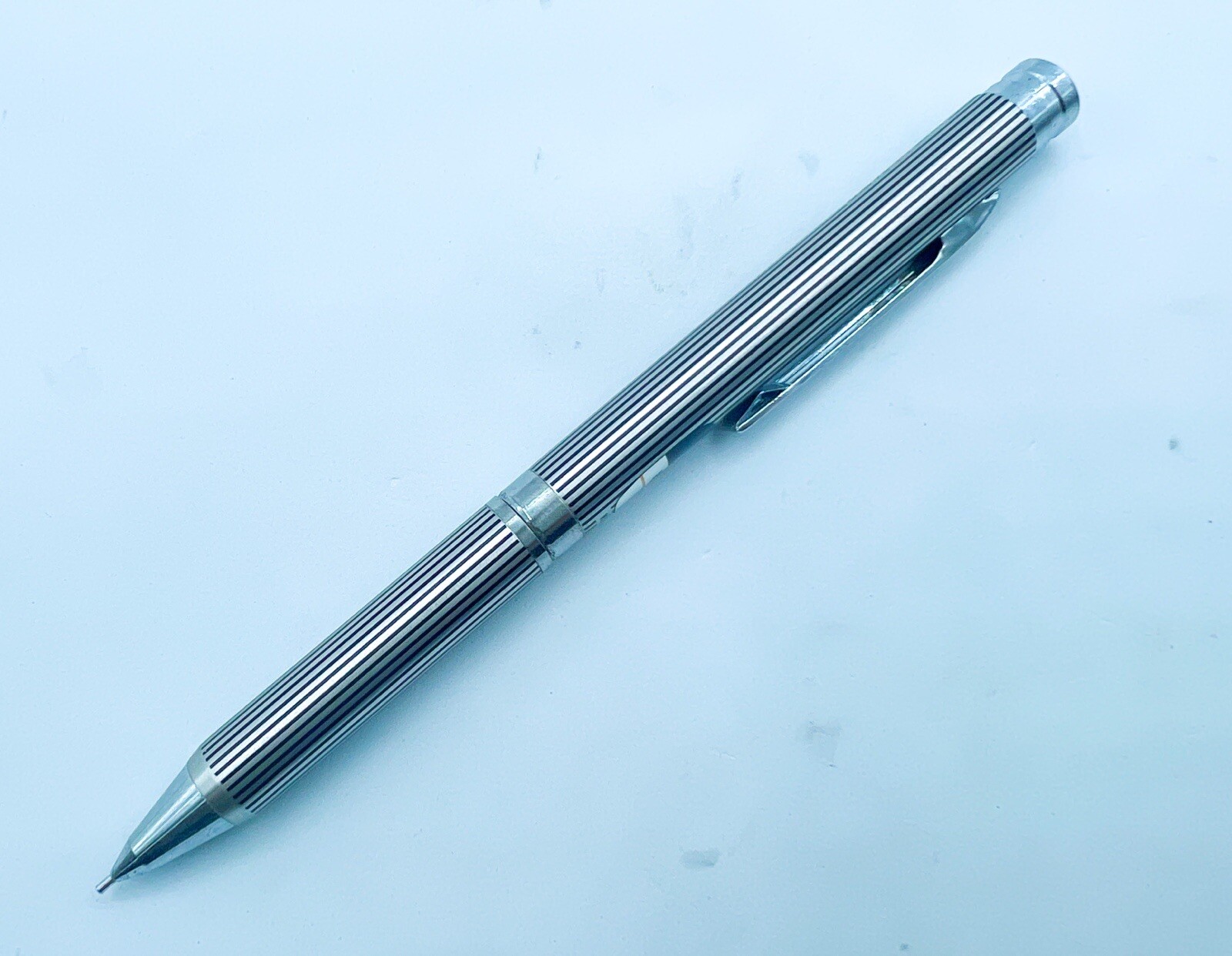 Kokuyo Mechanical Pencil PS-3-1 Silver Black Stripes Side Knock 0.5 mm