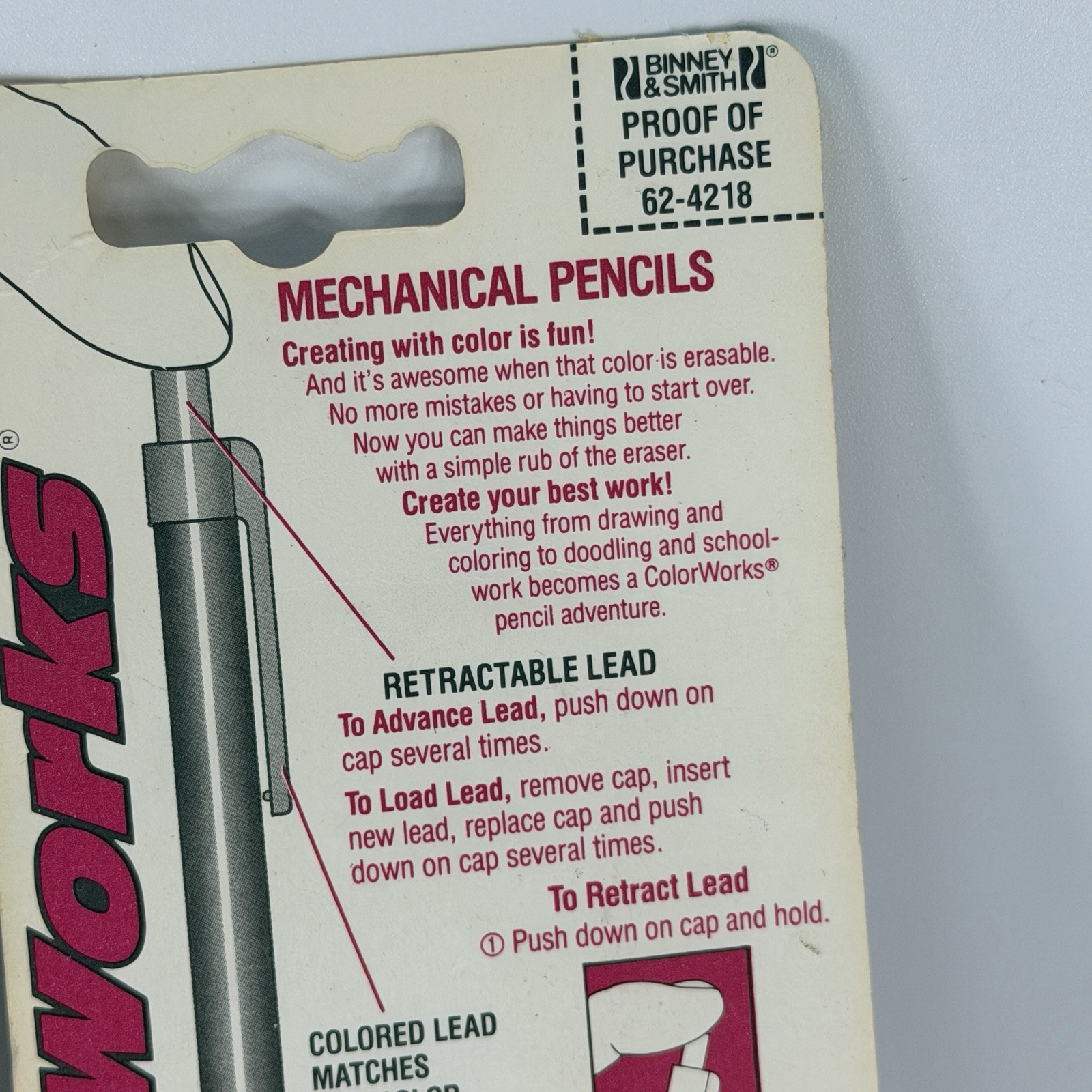 Lot 2 Vtg 1990 Crayola Mechanical Pencils Color Works Erasable 3ct NEW