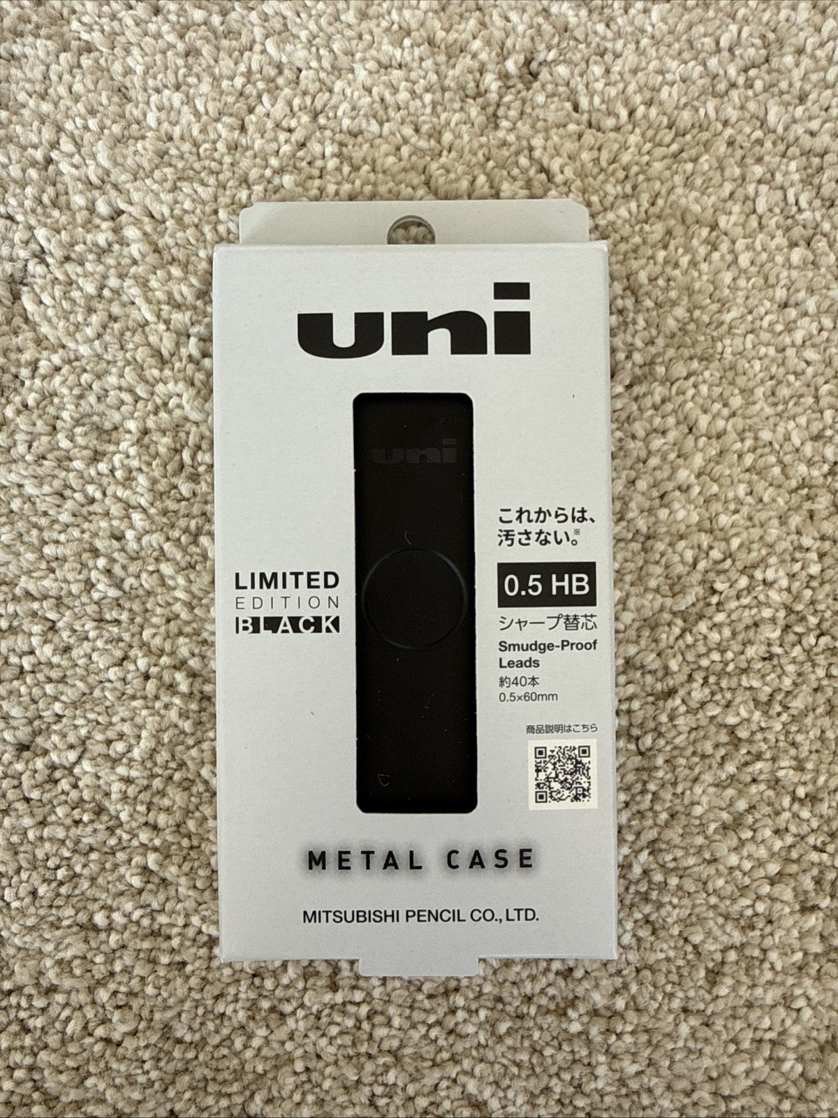 Uni Limited Edition Black 0.5 HB Mechanical Pencil Leads Metal Case 40pcs Japan