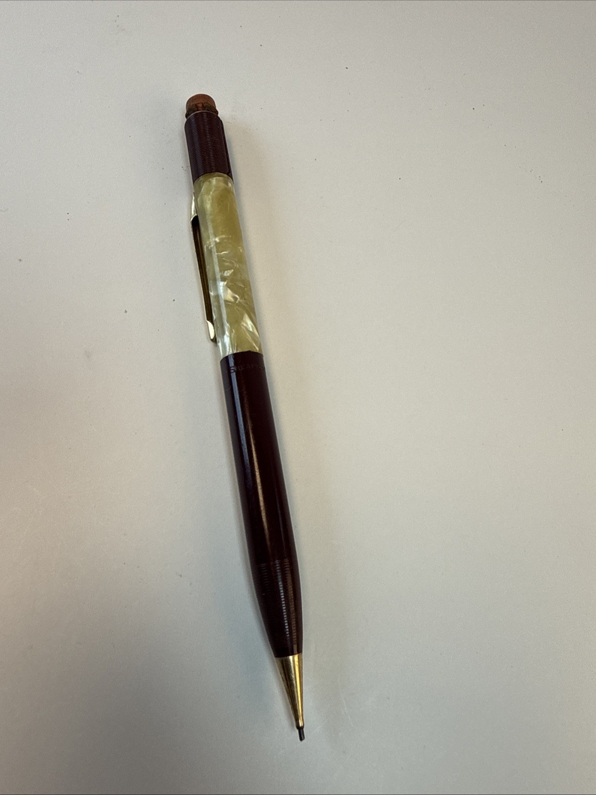 Vintage Sheaffer Mechanical Pencil – Maroon Gold Marbled Mother Of Pearl