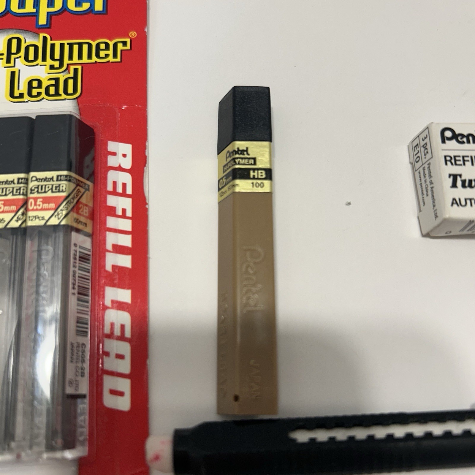 Pentel Lead Refills 0.5mm Hybrid K100 Twist Erase & Clic Eraser Vtg Japan Lot