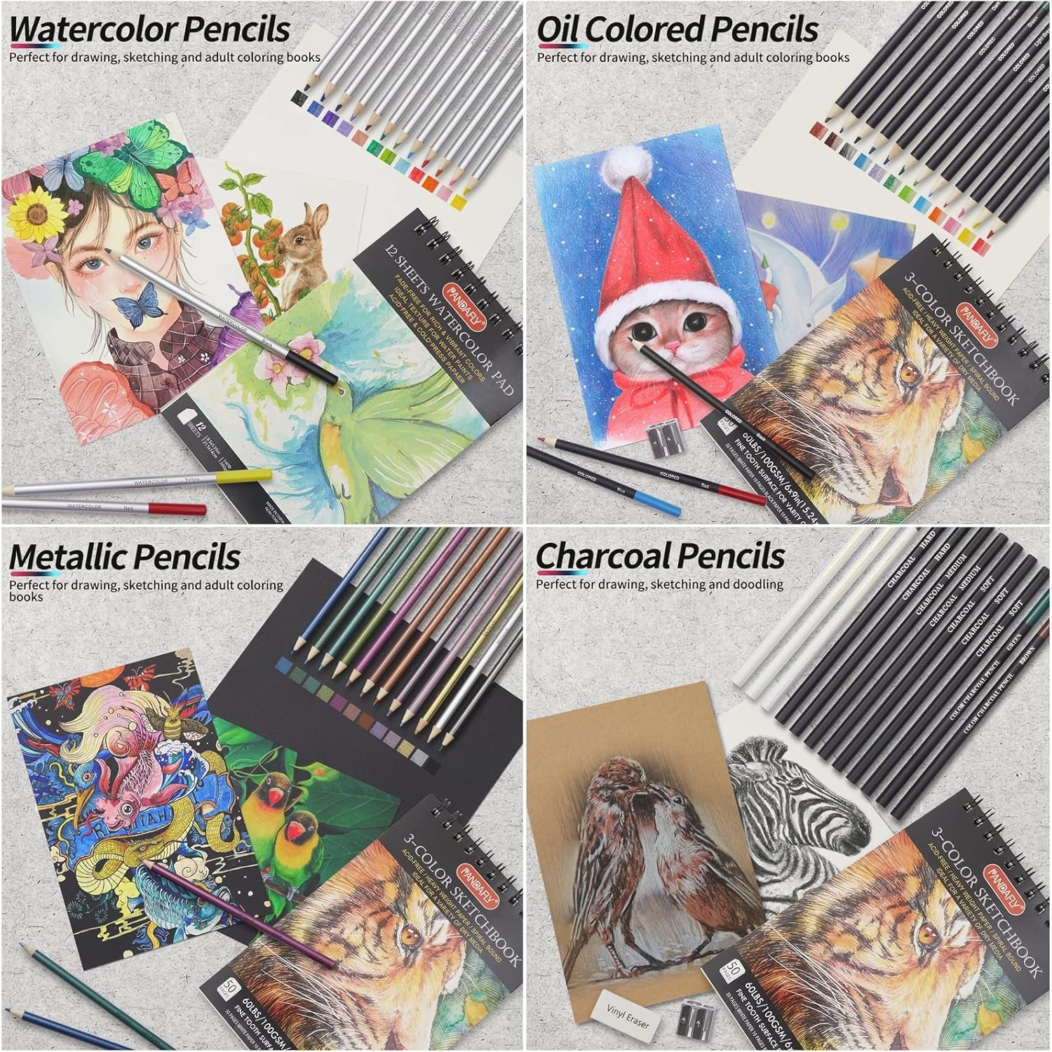 PANDAFLY 80 Pack Drawing Set Sketching 80 Piece Set, 80 – multicolour