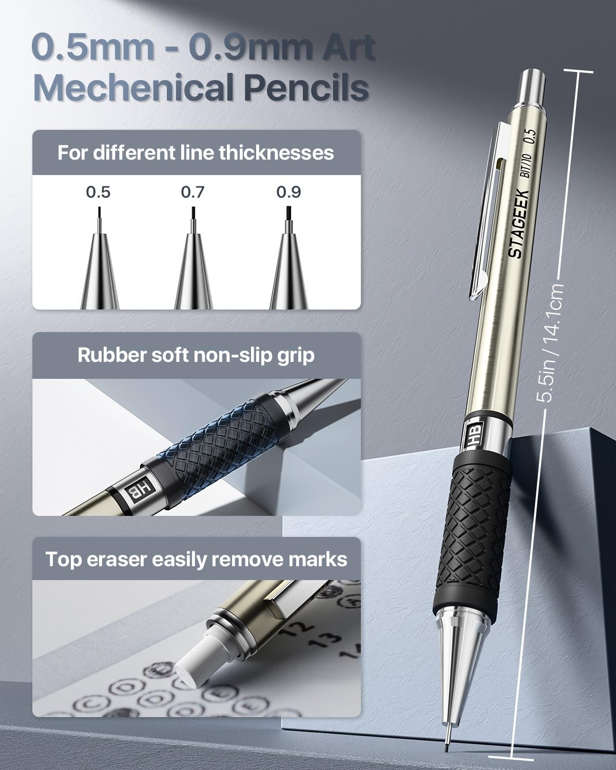 Mechanical Pencil Set with Case 34 Count, Drawing Pencils 0.5, 0.7, 0.9MM & 3…