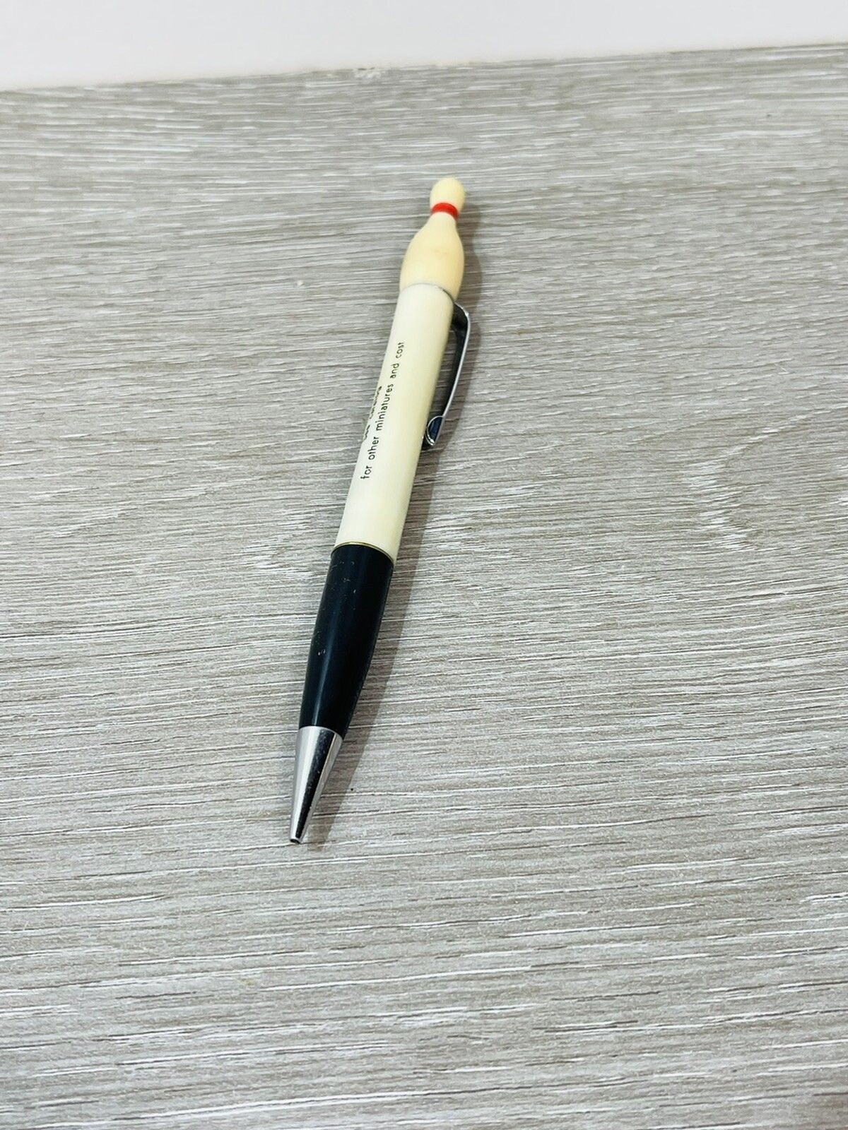 Vintage Ritepoint Mechanical Pencil Sample #115 Bowling Pin Display Top USA Blk