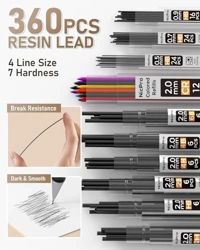 35PCS Art Mechanical Pencils Set, 3 PCS Metal Drafting Pencil 0.5 mm & 0.7 mm &