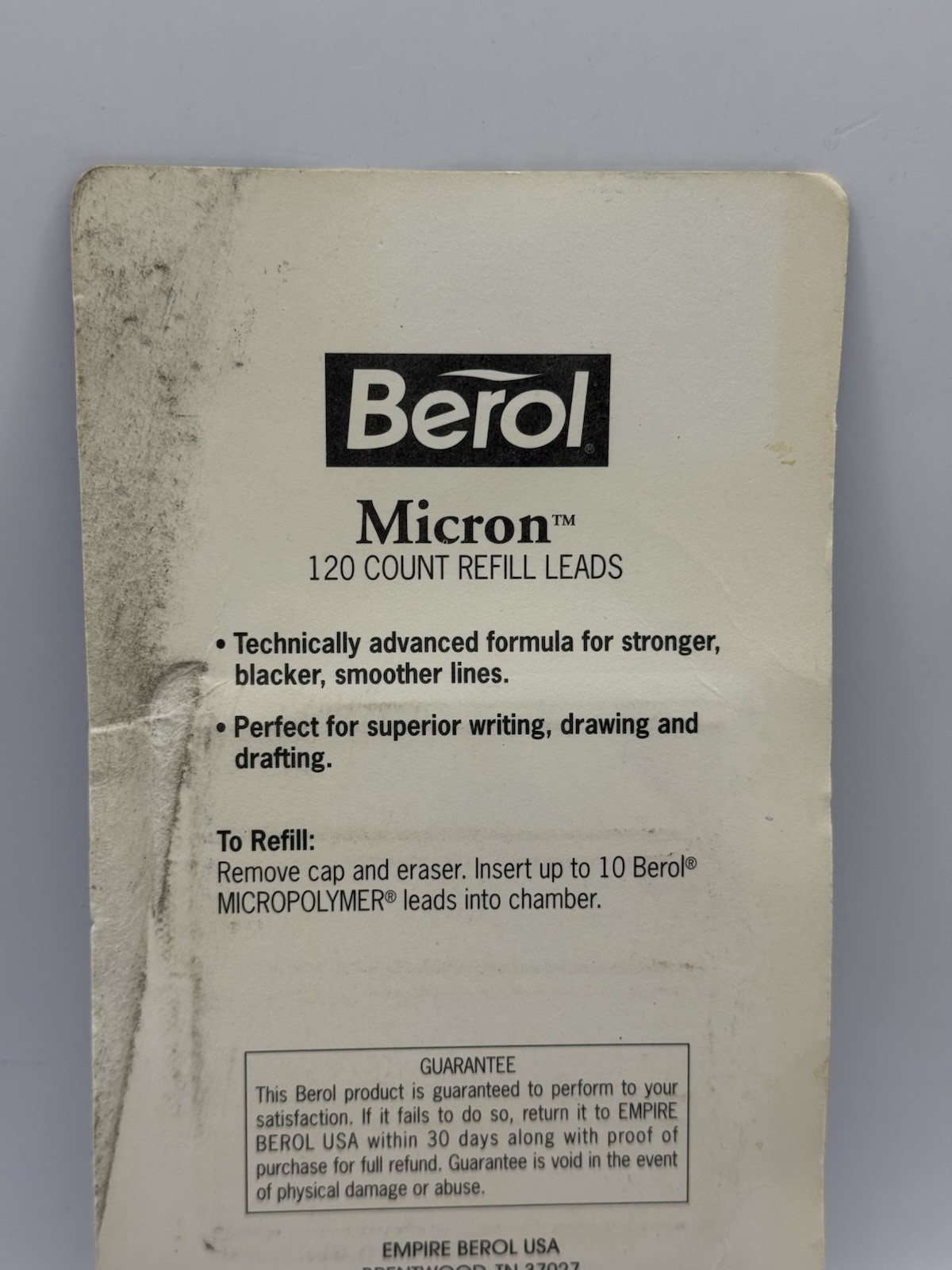 BEROL Micron 0.5mm Refill Leads 4 Tubes 120 Count Made in Japan Micropolymer NOS