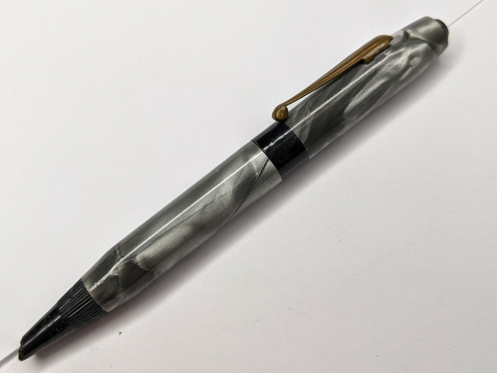c1950s Mini Gray Marble Plastic Mechanical Pencil 3.75″ Bullet PARTS REPAIR G29