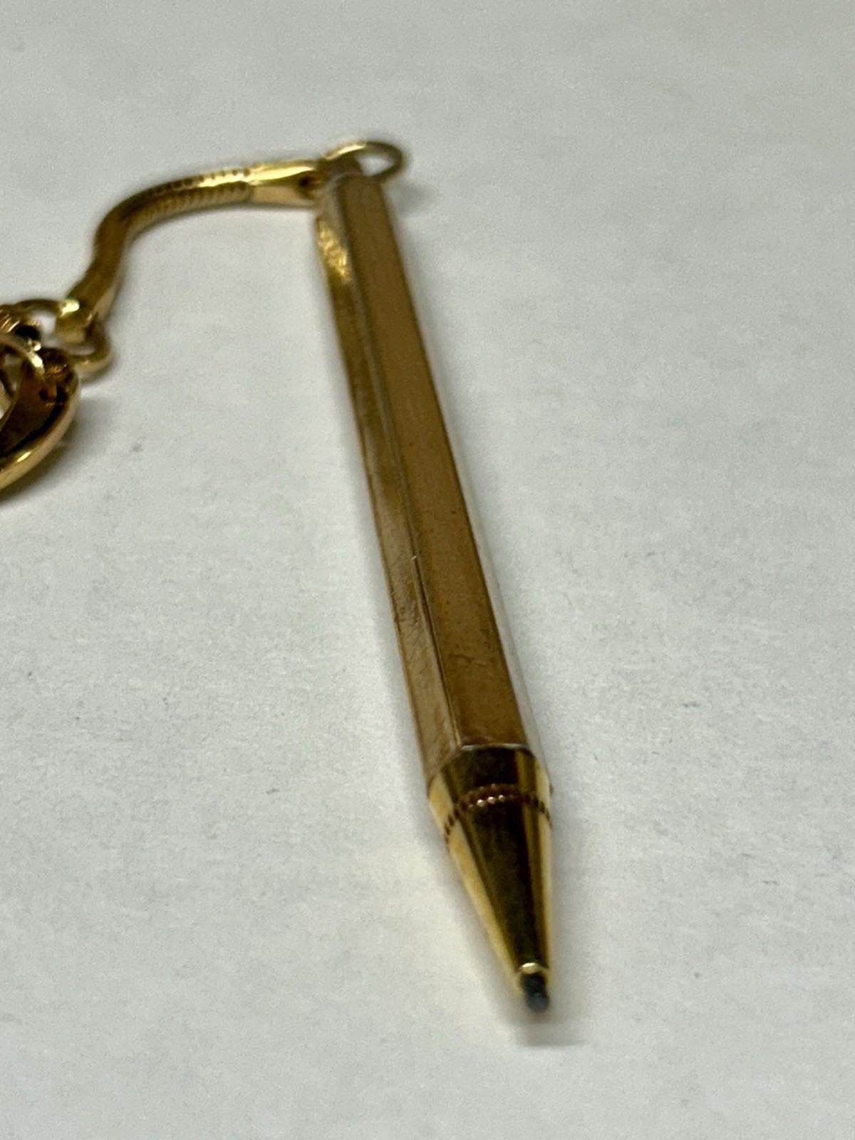 Vintage Goldtone Retractable Mechanical Pencil Keychain