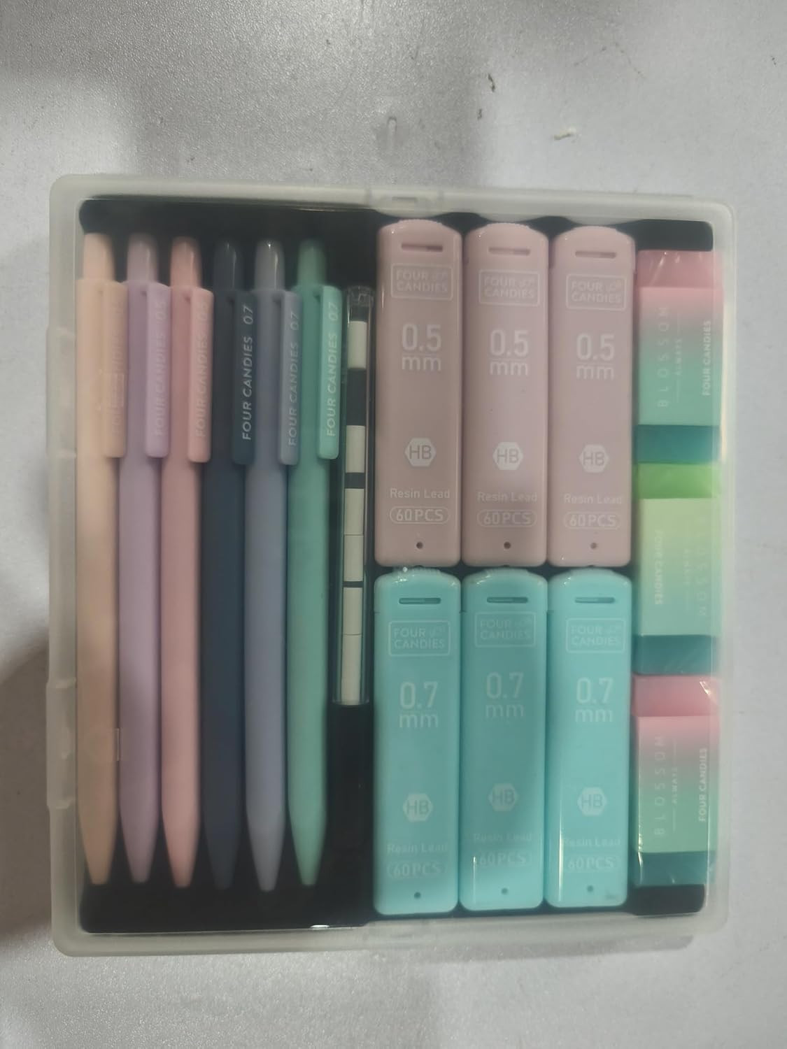 Cute Mechanical Pencil Set, 6PCS Pastel Mechanical Pencils 0.5 & 0.7Mm with 360P