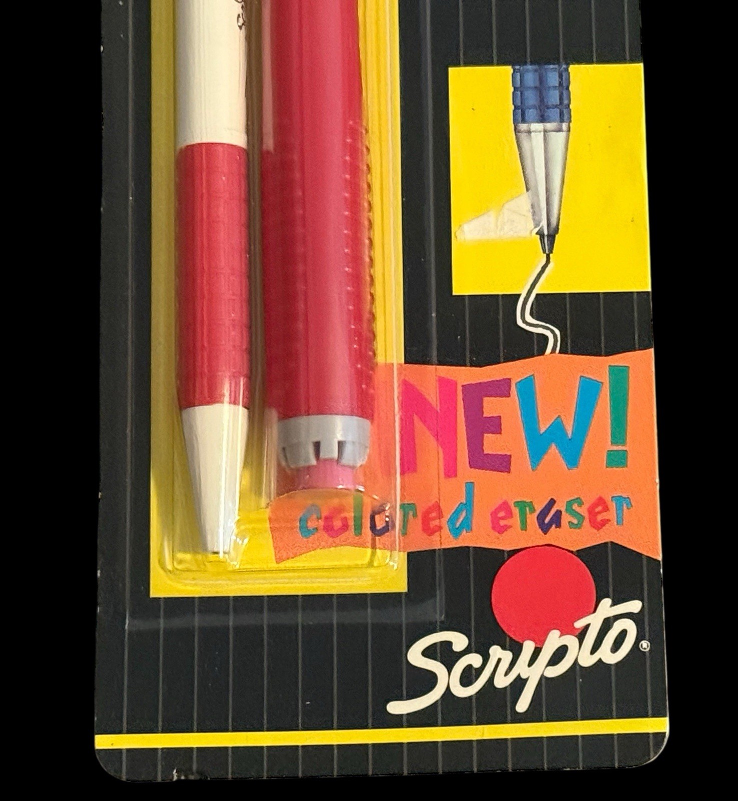 Vintage 1991 Scripto Student Mechanical Pencil & Eraser Set .5mm Lead Red NOS