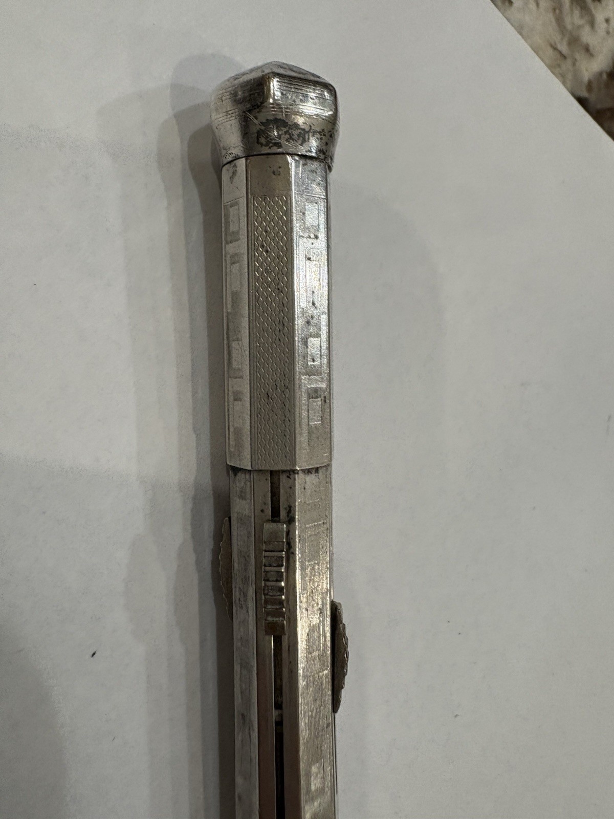 Antique 900 Silver 23.095g Ornate Mechanical Pin Marked 900