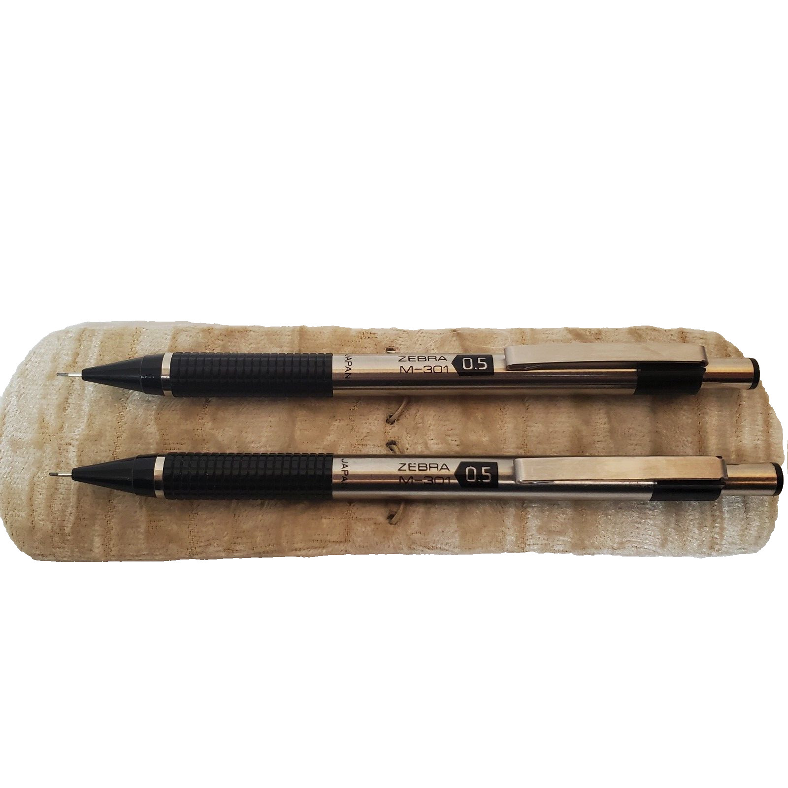 VTG Zebra Mechanical Pencil Lot of 2 M-301 0.5 Silver Black Grip Japan