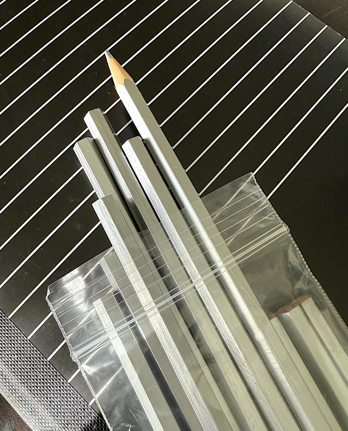 Silver Hex Pencil with Silver Lead – 12-Pack – Made in the USA – Quality Marking