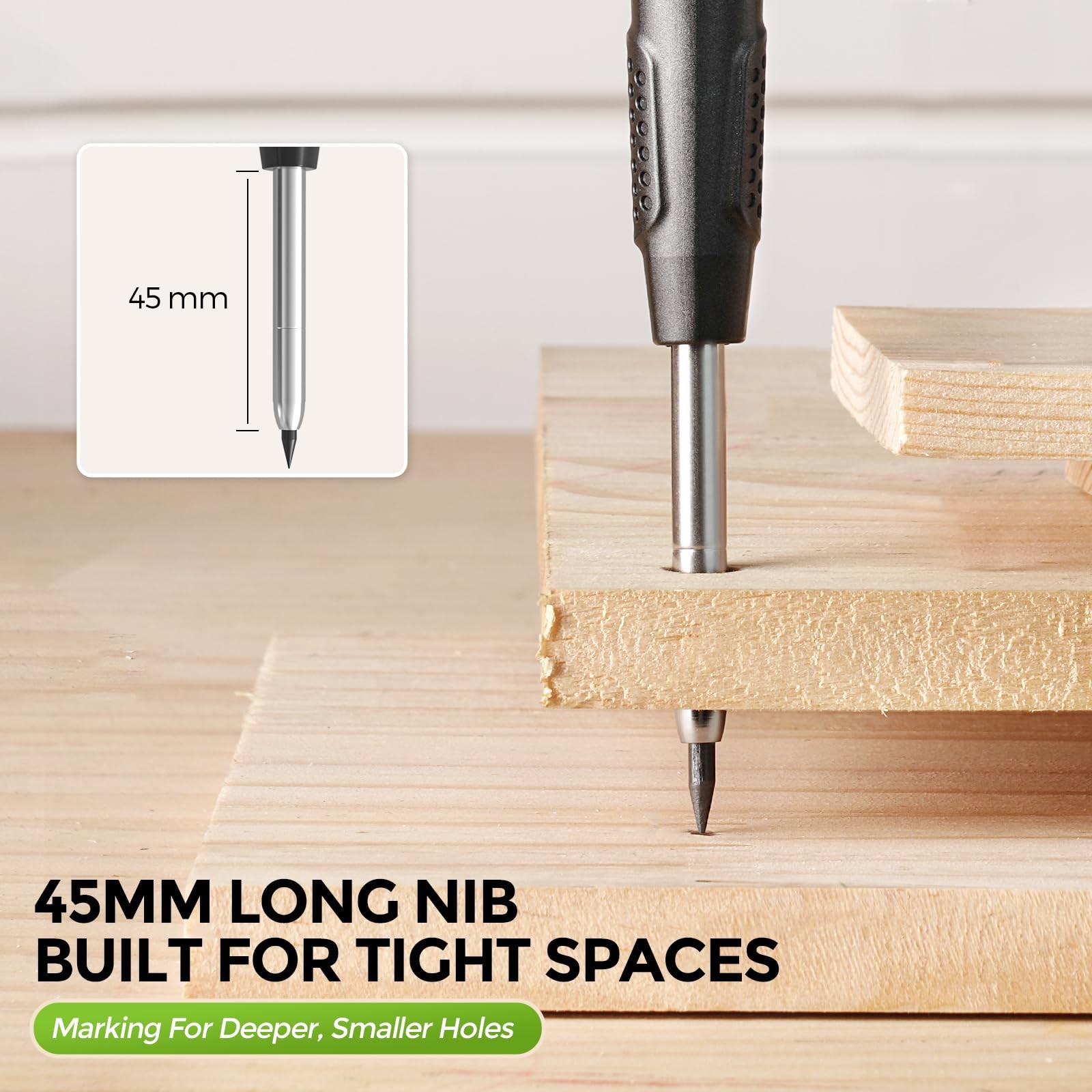 Nicpro Carpenter Pencil with Sharpener, CP3000 1 Count (Pack of 5), Black