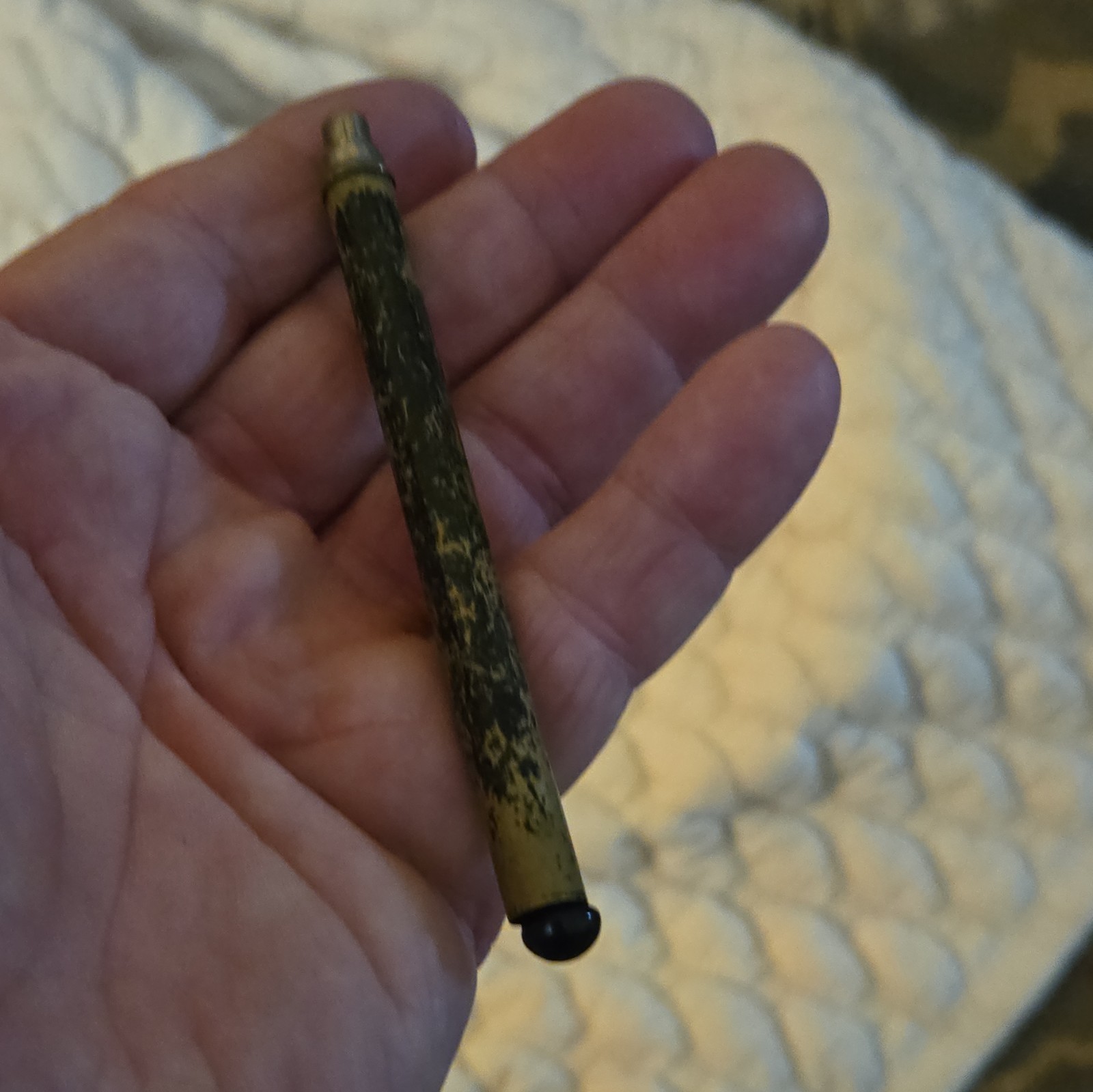 Marbled Green/Gold Mechanical Pencil Push-Button End with Retractable Tip