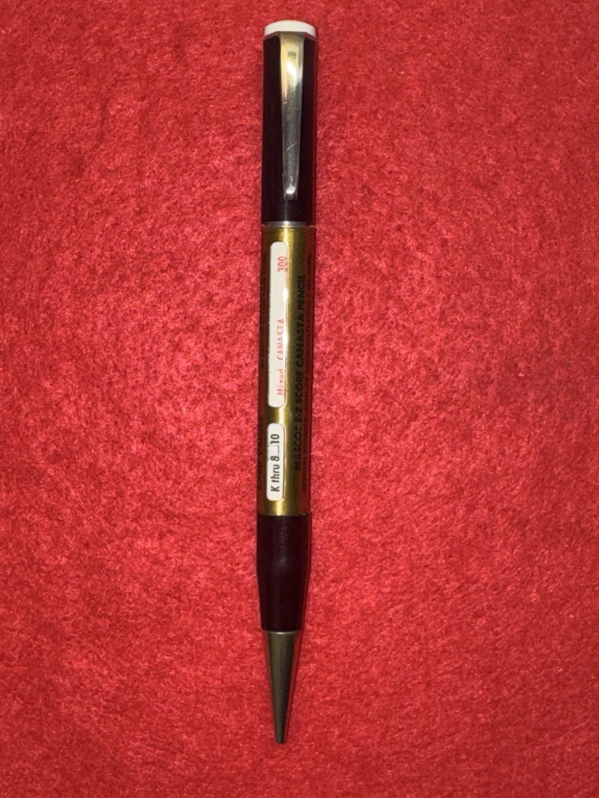 Vintage Mascot E-Z Score Canasta Card Game Mechanical Scoring Pencil USA