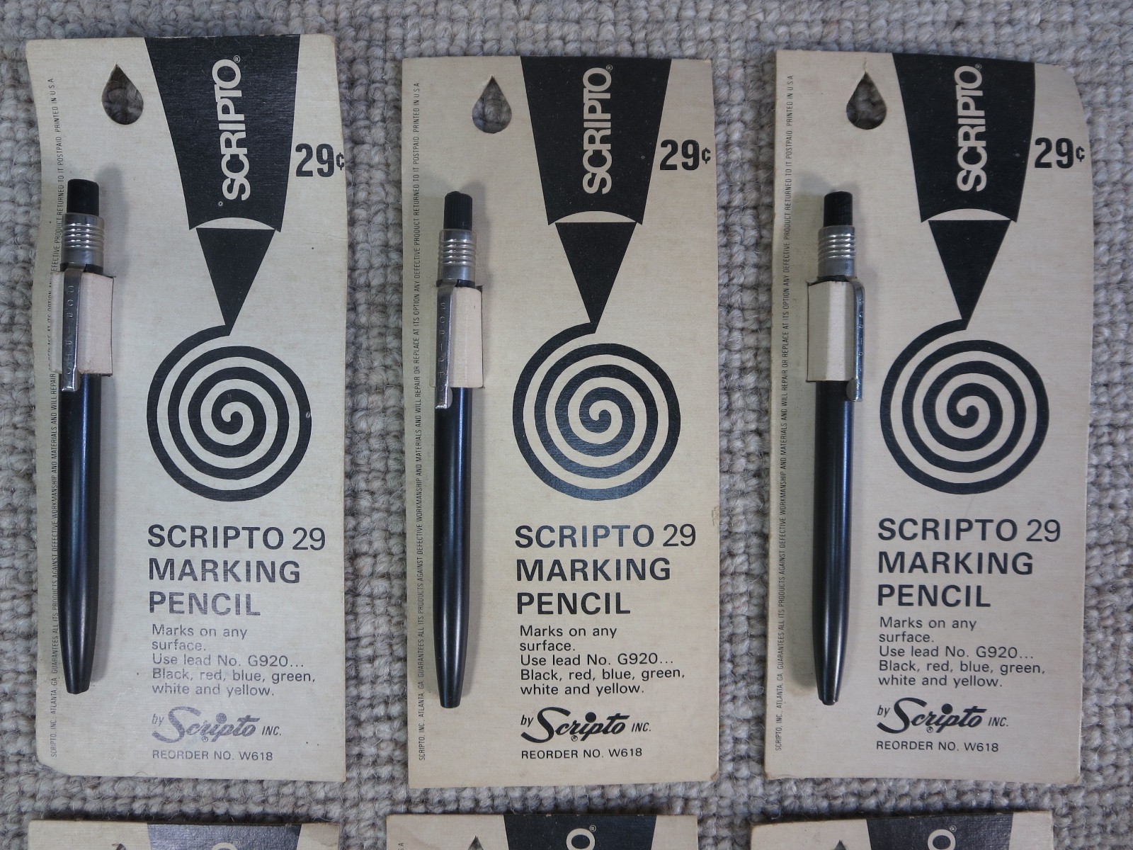 6 Vtg Scripto W610 Marking Pencil Lot NOS Grease Crayon Thick Lead 29 W618