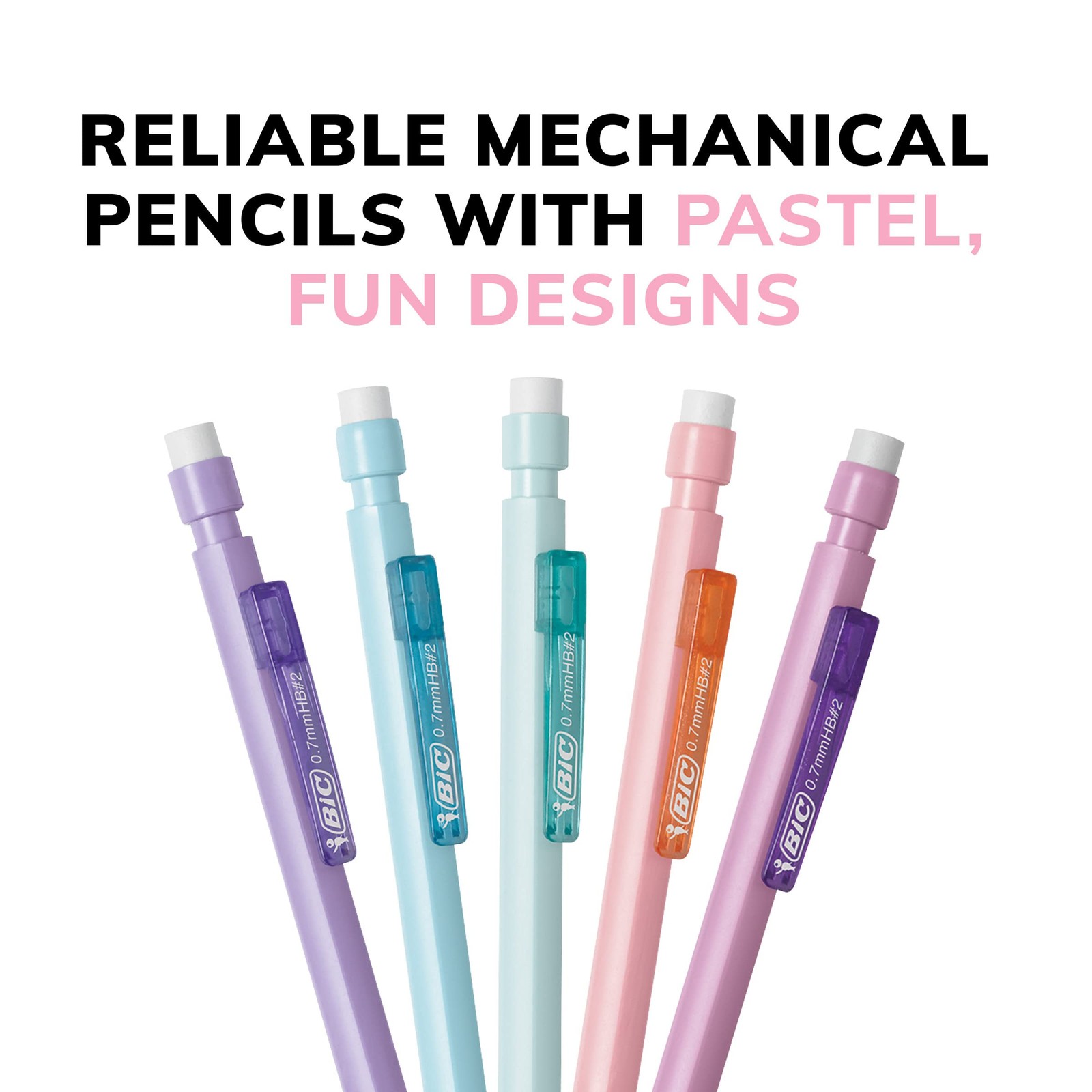 Xtra Smooth Pastel Mechanical Pencils with Erasers Medium Point Pastel Edition