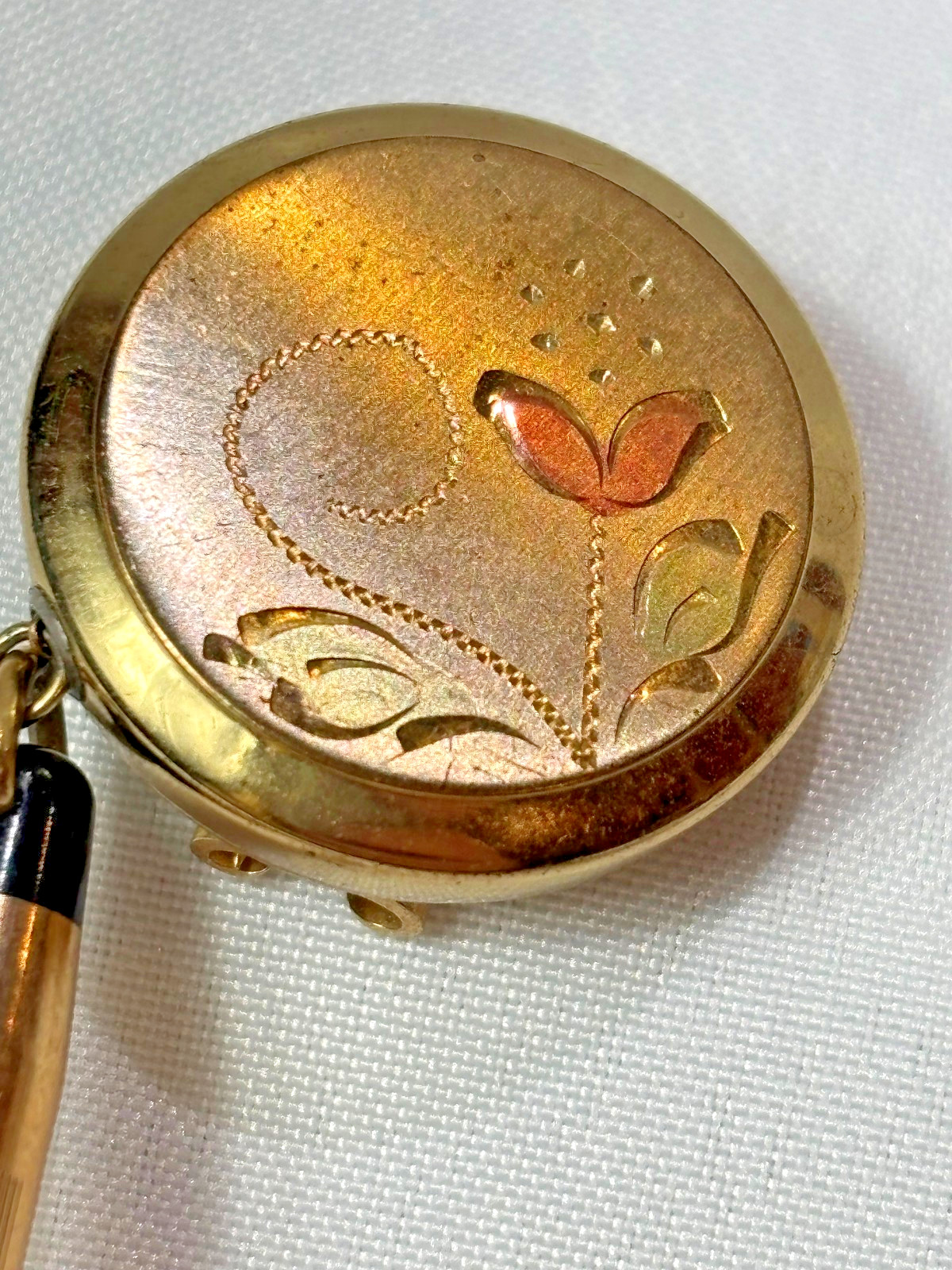 Vtg Cross Mini 10kt GF Pencil On Ballou & Bass Retractable Chain Brooch